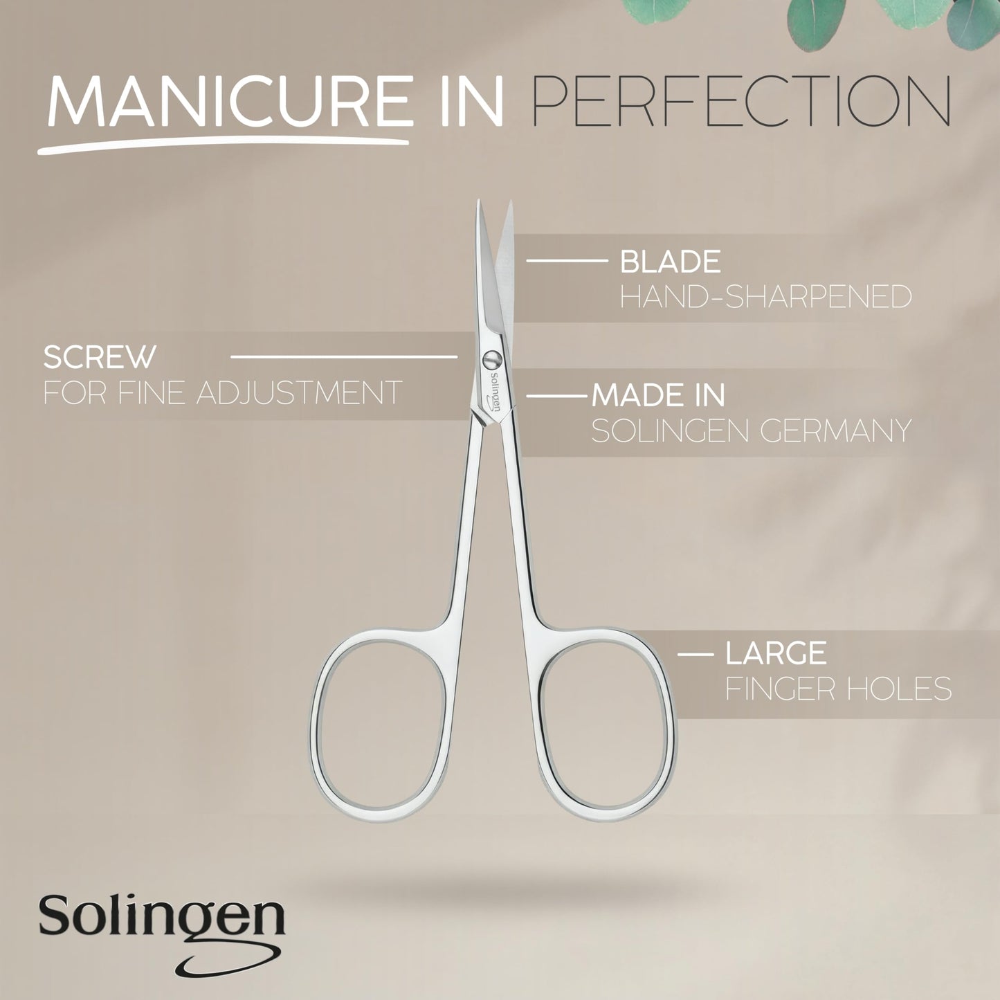 Solingen Curved Cuticle Scissors – Precision German Steel for Manicure & Pedicure, Eyebrow & Eyelash Grooming, Extra Sharp with Premium Storage Case