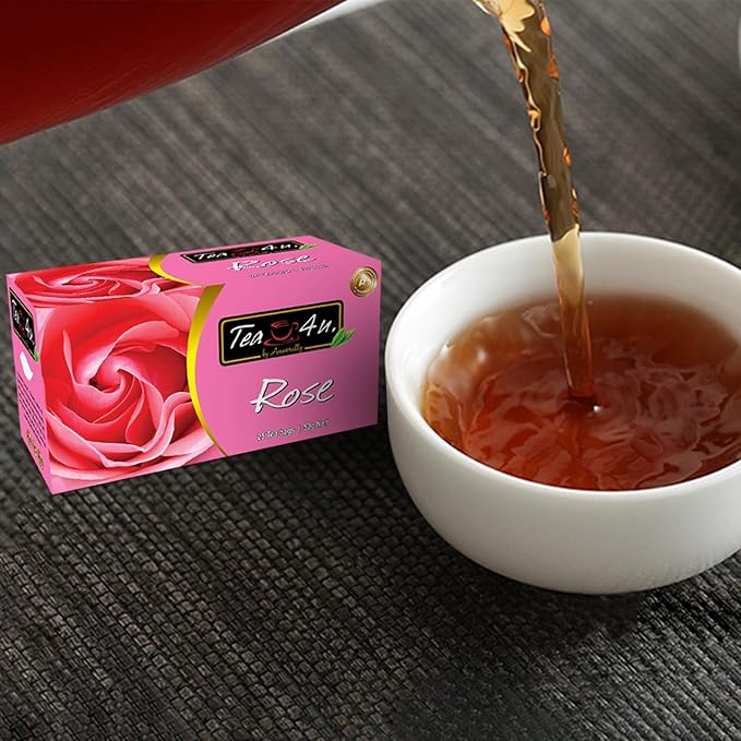 Tea4U Flavored Black Ceylon TeaBags (Rose) - Ideal Quality from Sri Lanka's Finest Leaves and Expertly Blended - 25 Count
