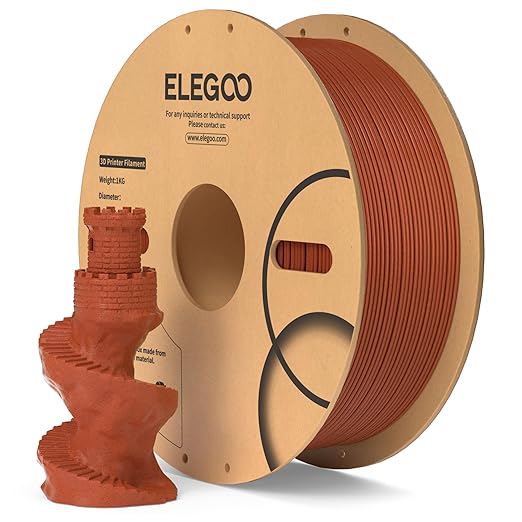 ELEGOO PLA Filament 1.75mm Marble Brick Red 1KG, Rock Stone 3D Printer Filament Dimensional Accuracy +/- 0.02mm, 1kg Spool(2.2lbs) Fits for Most FDM 3D Printers