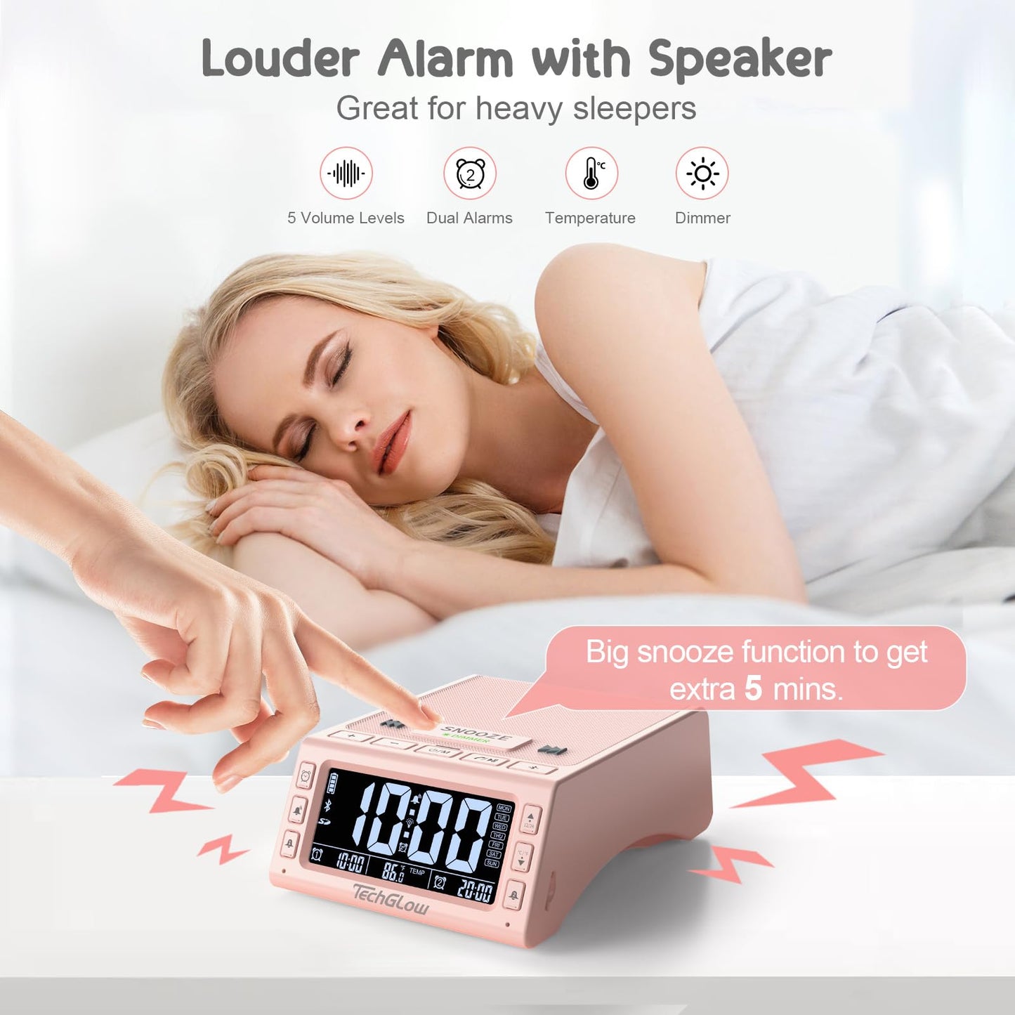 TechGlow Foldable Cellphone Stand with Wireless Bluetooth Speaker Birthday Gifts for Men Women Mother Father Cool Tech Gadgets- Pink