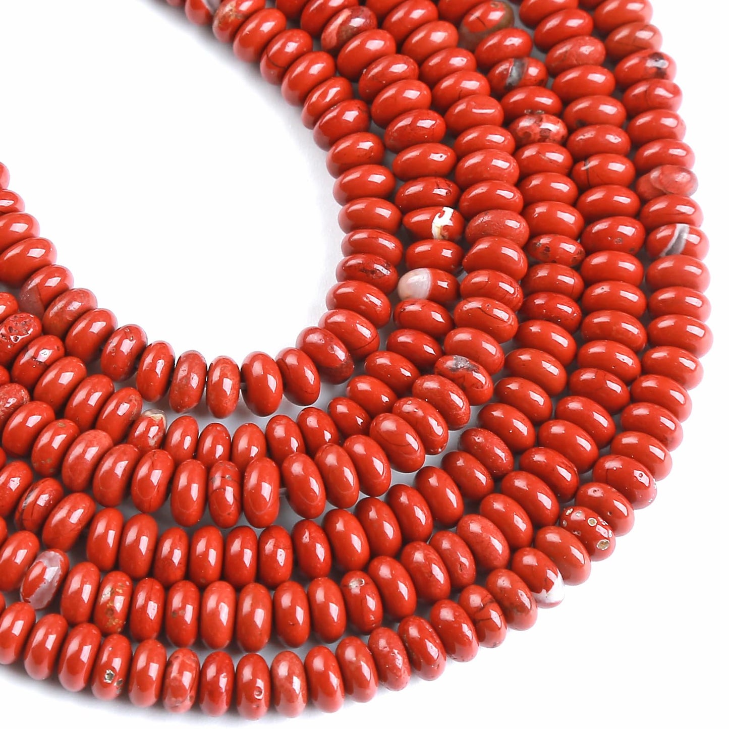 150PCS 2x4mm Natural Chinese Red Jasper Rondelle Beads Abacus Disk Stone Beads Round Loose Spacer Gemstone Beads for DIY Bracelet Necklace Jewelry Making