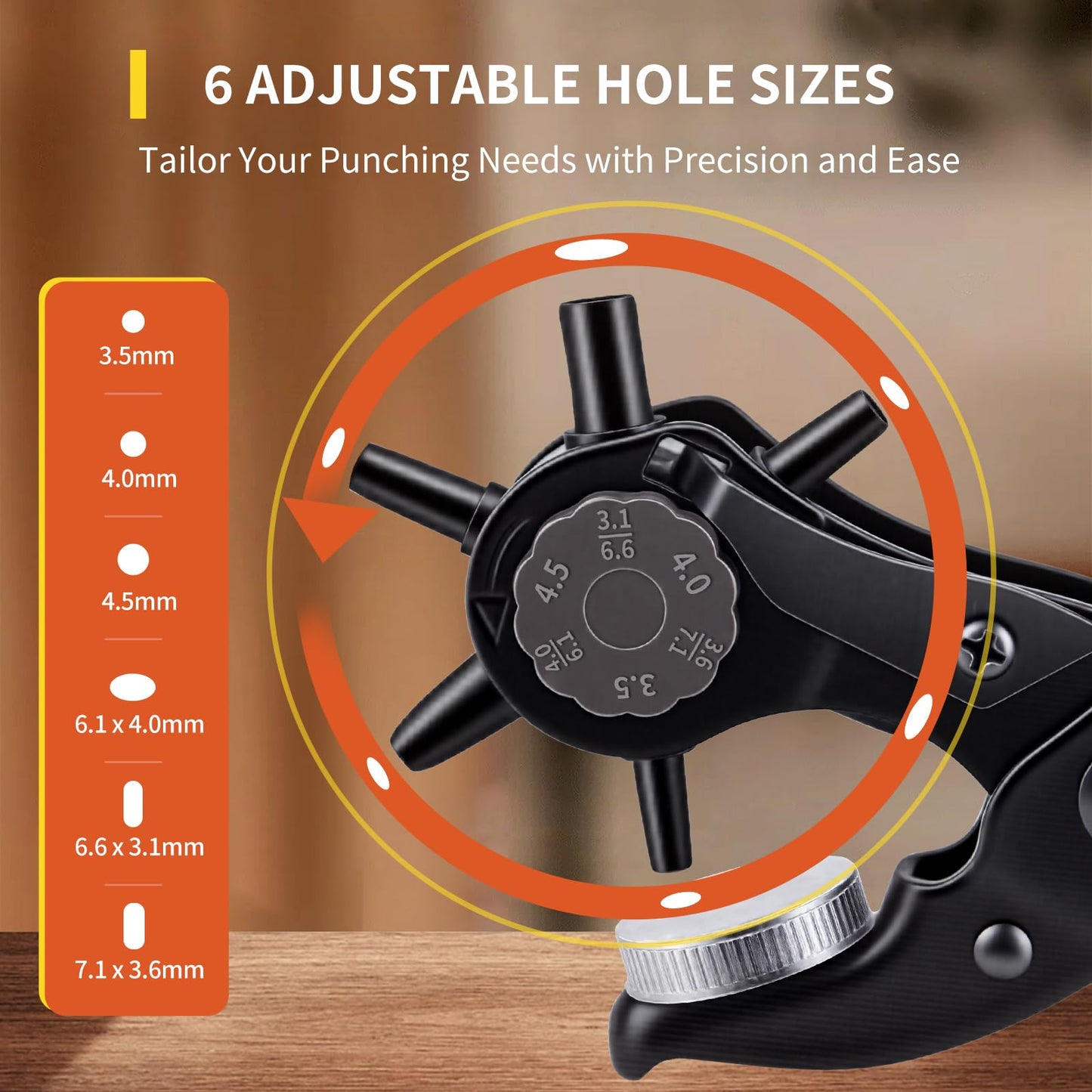 XOOL Round & Oval Leather Hole Punch Set, Upgraded Long Handle Revolving Punch Plier Kit for Belts, Watch Bands, Straps, Dog Collars, Saddles, Shoes, Fabric, DIY Home & Leather Craft Project