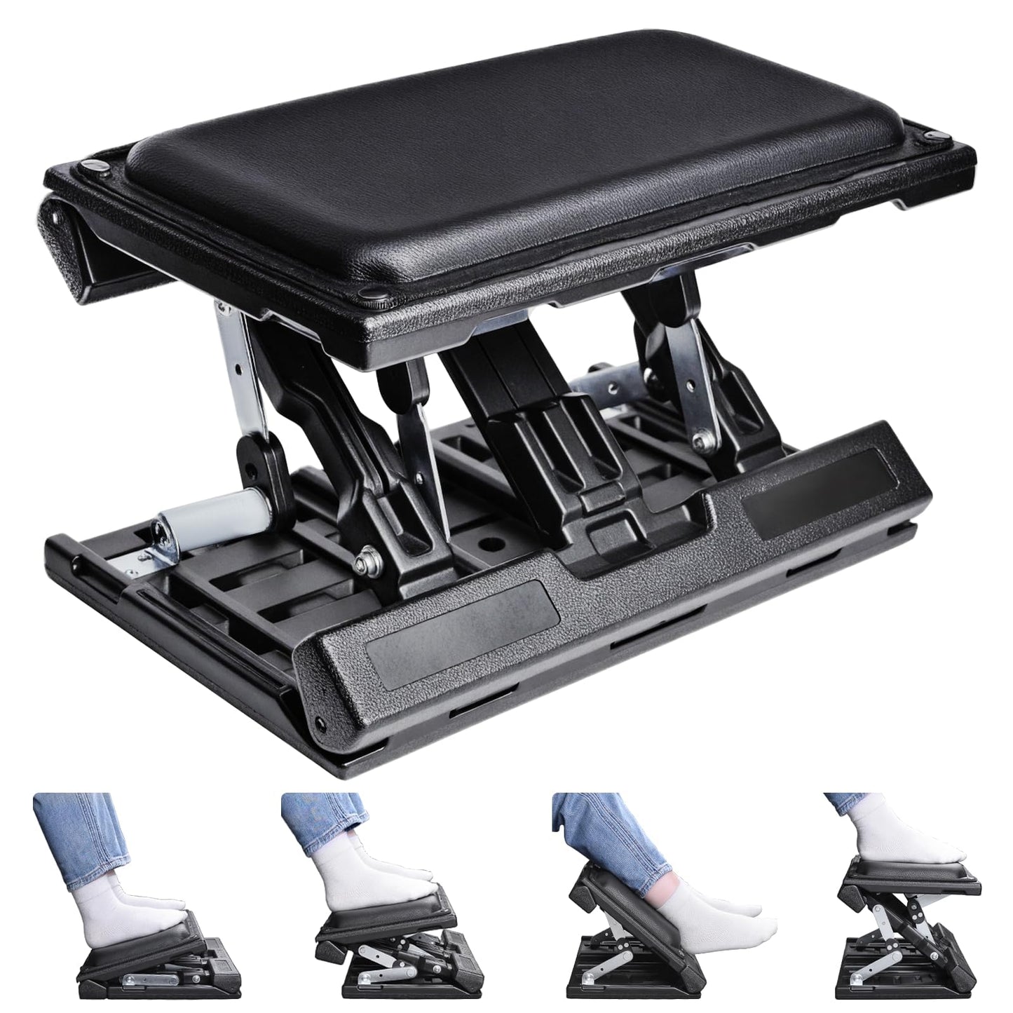 Scalebeard Foot Rest for Under Desk at Work,Height Adjustable Infinite Angle Ergonomic Foldable Footrest for Office, Gaming,Computer, Removable Pad Desk Foot Stool with Massage Beads,for All Seasons