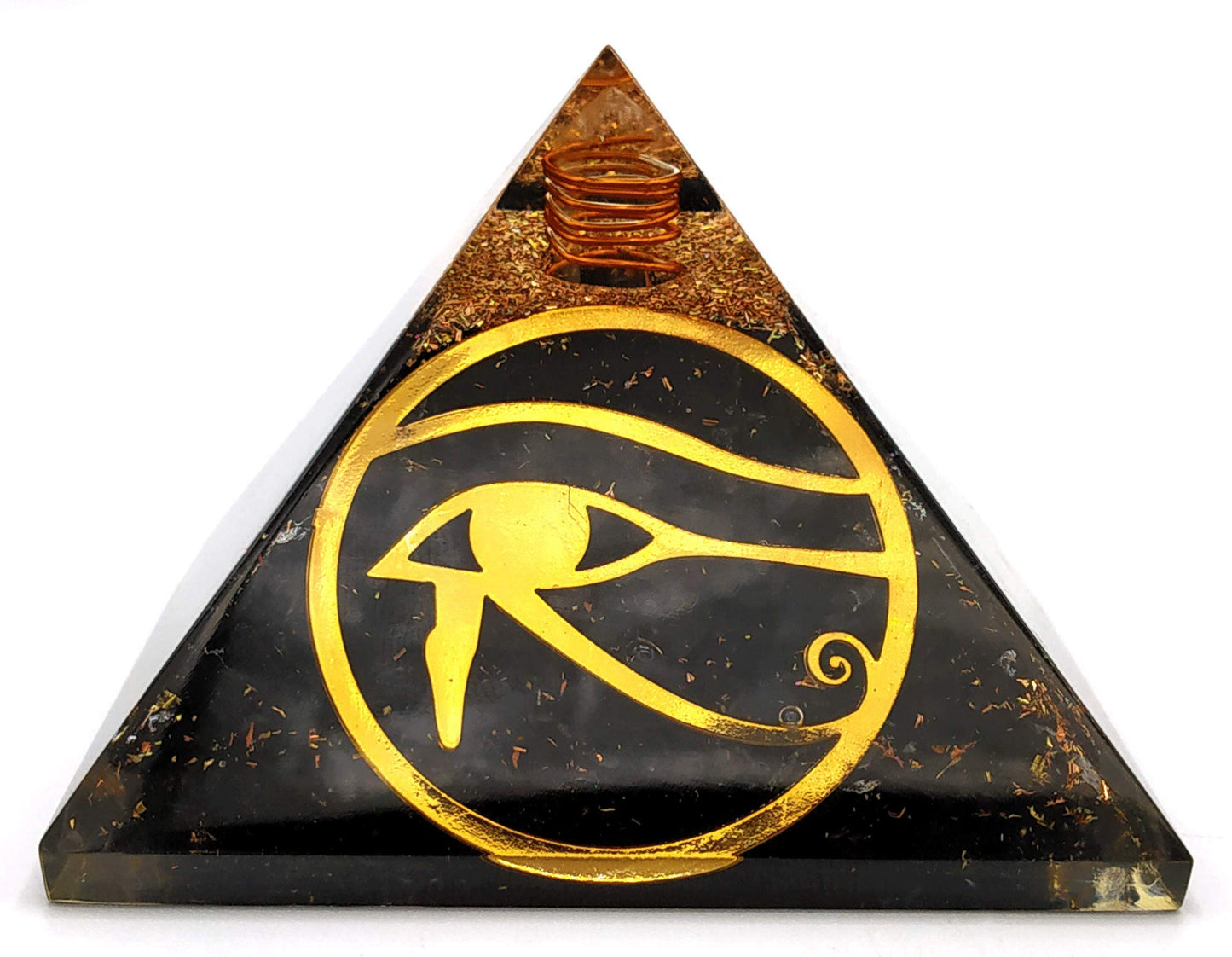 Large Orgone Pyramid | Shungite Pyramid Crystal | Eye of Horus Orgonite Pyramid | Organ Pyramids Positive Energy Healing