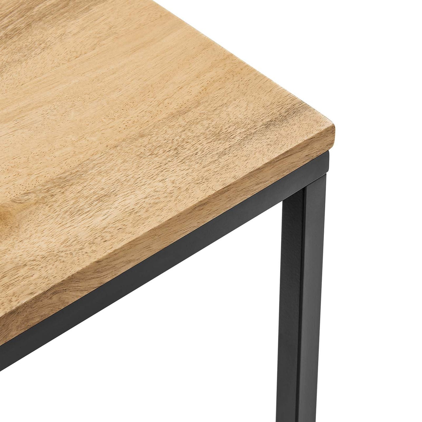 Modway Zora Modern Wood Metal Square Side Table in Oak - Industrial Rustic End Table with Metal Base - Small Square Accent Table or Bedside Table - Plant Stand Indoor