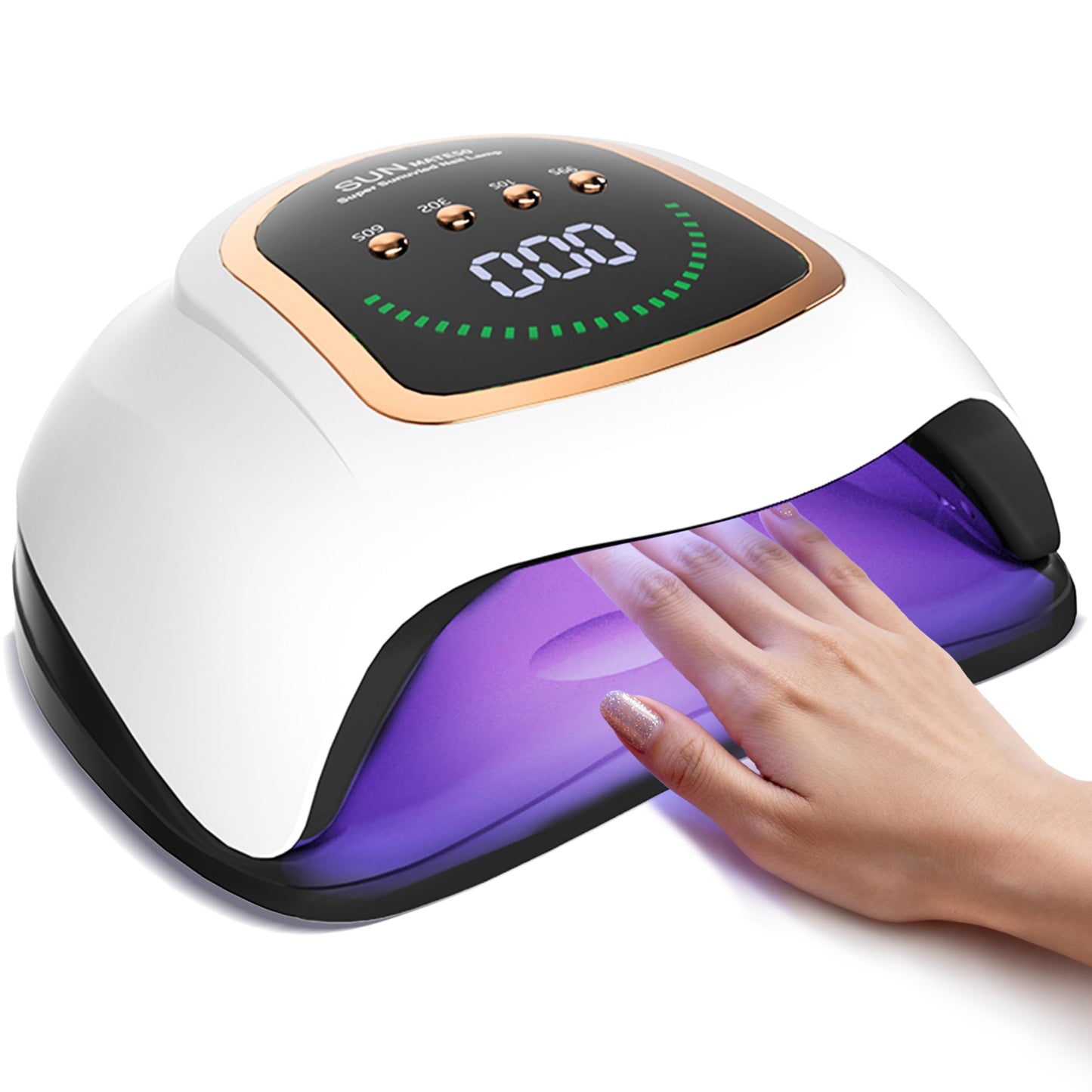 Gugusure Upgrade UV Nail Lamp. Nail Dryer for Gel Polish with Auto Sensor and 4 Timer Settings (Bright White)