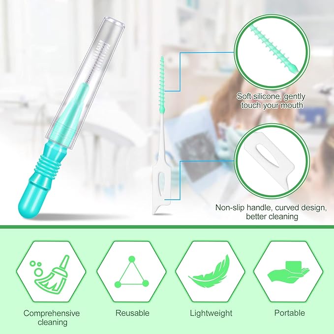 Patelai 350 Pieces Interdental Brush Tooth Floss Tooth Cleaning Tool Toothpick Dental Flossing Head Oral Flosser Soft Picks Refill Dental Flosser Toothpick Cleaners(Mixed Color)