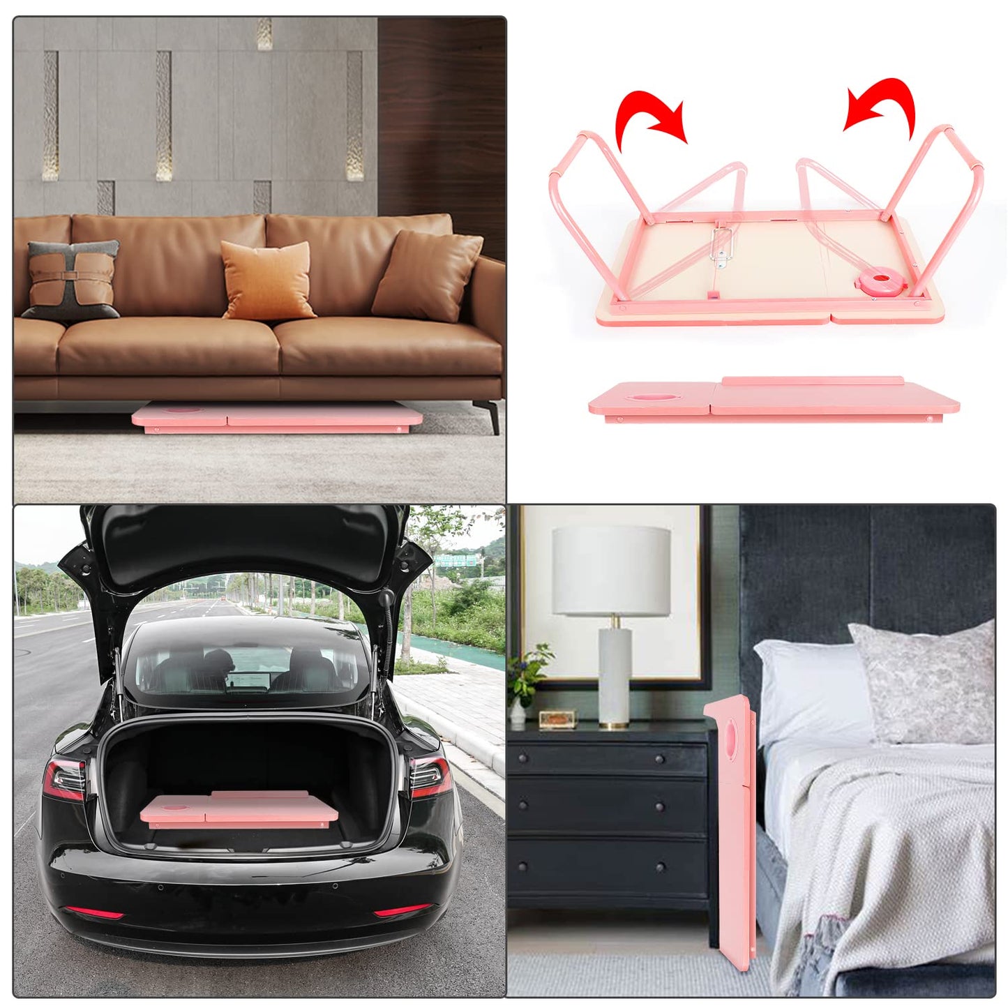 Laptop Desk for Bed Couch, Portable Lap Desk for Laptops, Bed Table for Laptops, Foldable Laptop Stand for Beds, Bed Desk for Writing (Candy Pink)