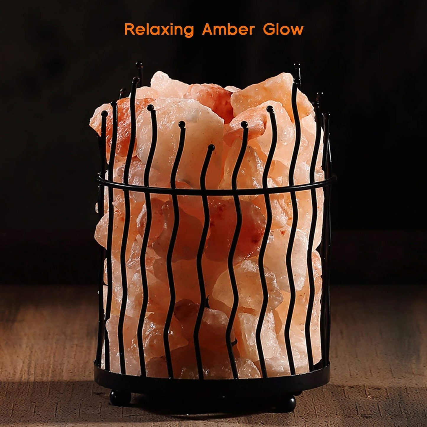 Himalayan Glow Pillar Style Basket Lamps, Pure Himalayan Salt Basket Night Lamp with Salt Chunks, Light Bulb and Dimmable Switch (2-Pack)