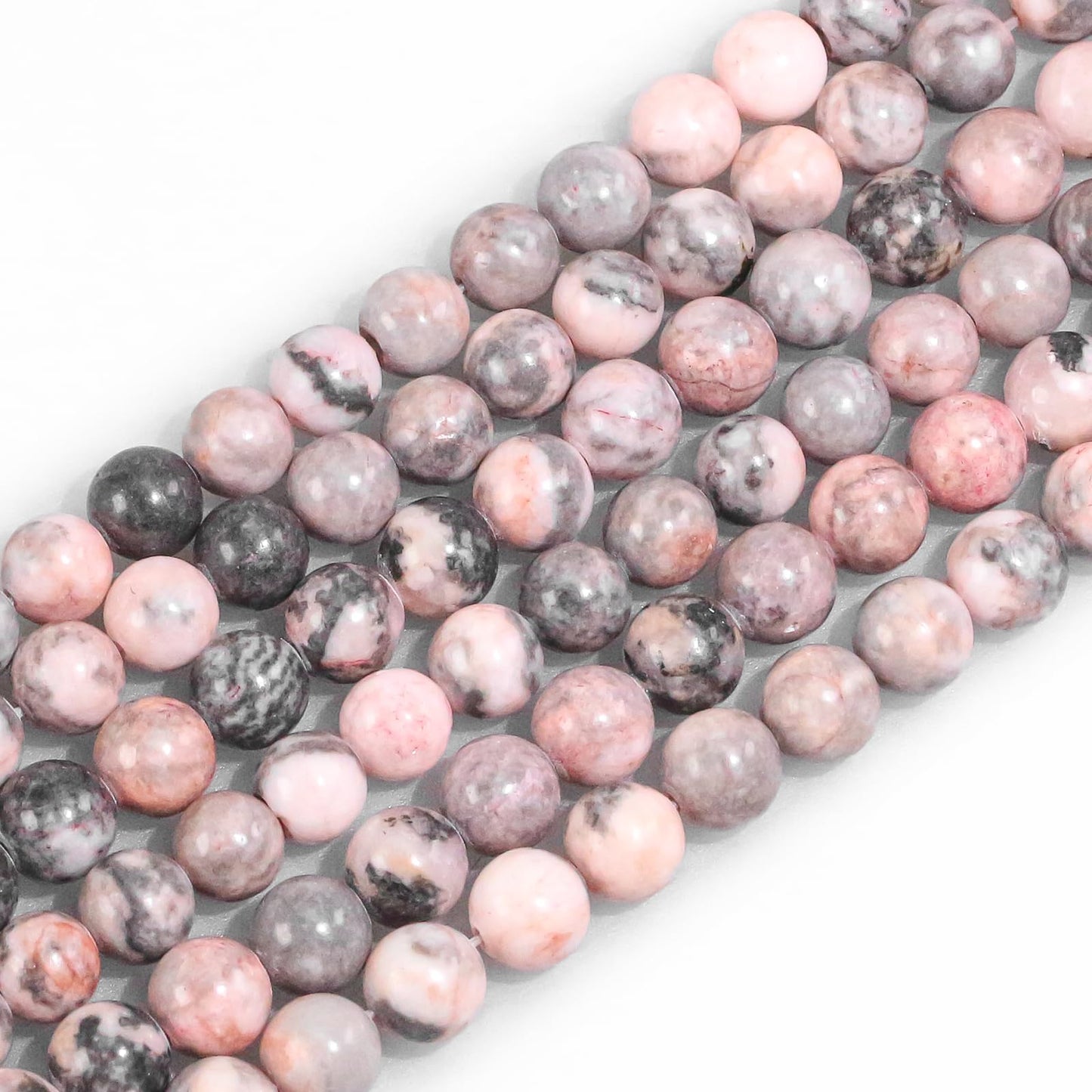 10mm Natural Gemstone Round Pink Zebra Jasper Loose Beads for Jewelry Making Bracelets Necklace Earrings Art Craft (35-38pcs/strand)