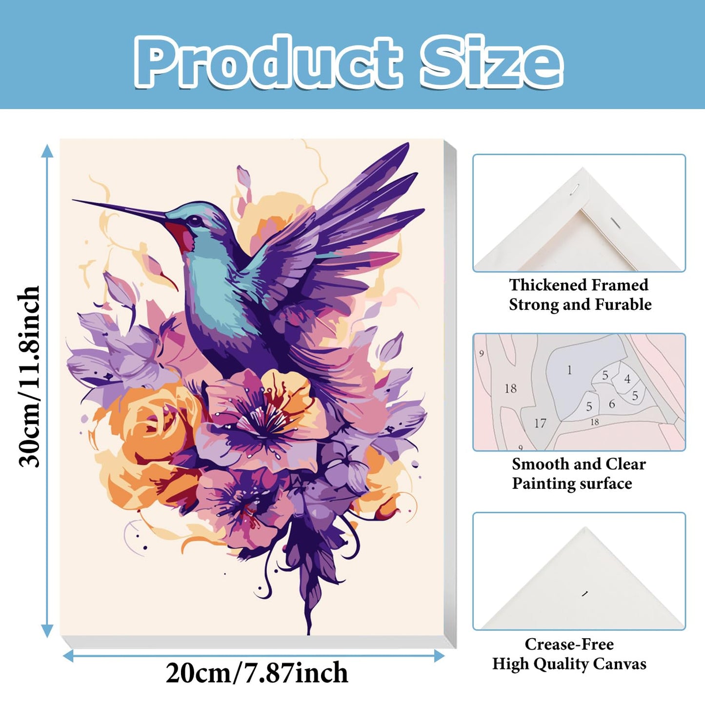 2 Pack Hummingbird Paint by Numbers with Frame, Hummingbird Paint by Numbers for Adults with Easel, DIY Crafts Painting by Number for Gift Home Wall Decor 8x12inch