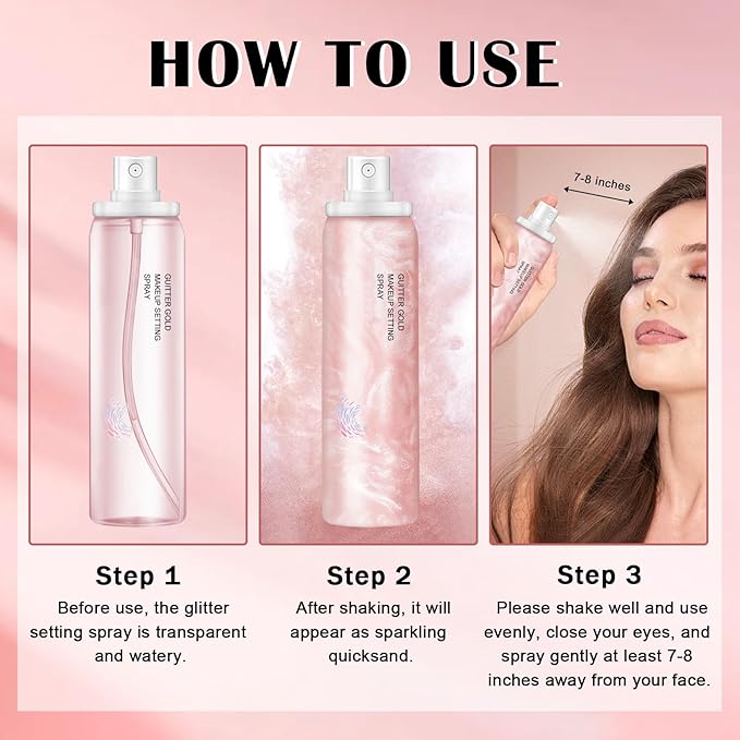 Glow Makeup Setting Spray, Shimmer Dewy Hydrating Setting Spray for Makeup Glowing Long-Lasting Radiant Finish, Lightweight Formula, All-Day Wear, 4 Fl Oz