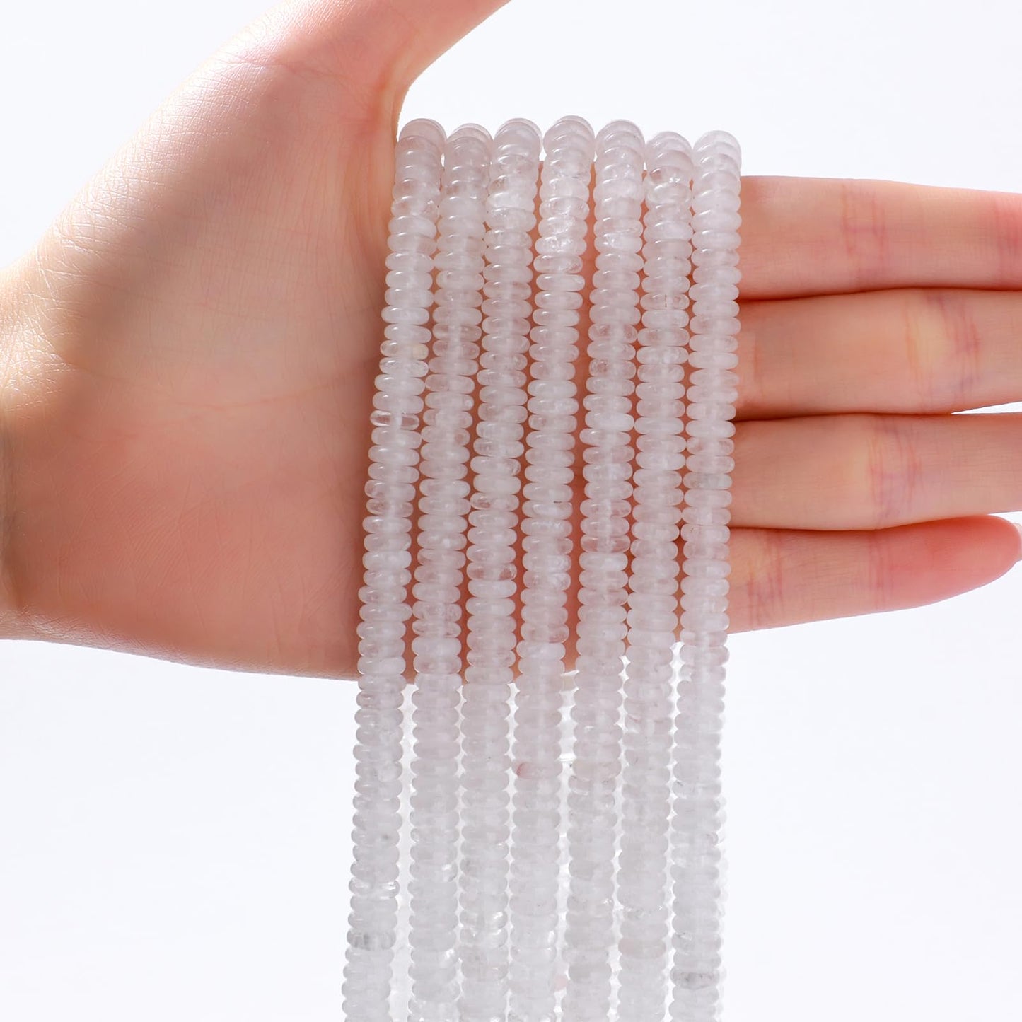 Natural White Crystal Disk Stone Spacer Beads 6x2mm 38cm/str Flat Rondelle Loose Semi Gemstone Caps for Making Bracelets Necklace