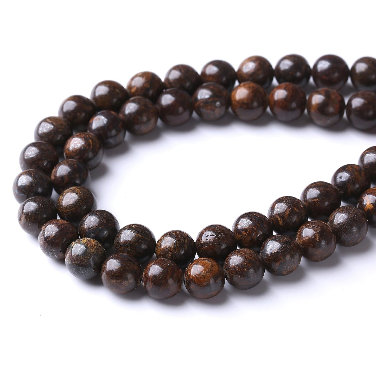 90PCS 4MM Bronze Stone Beads Round Loose Stone Beads for Jewelry Making DIY Energy Stone Healing Power Bracelet 15"