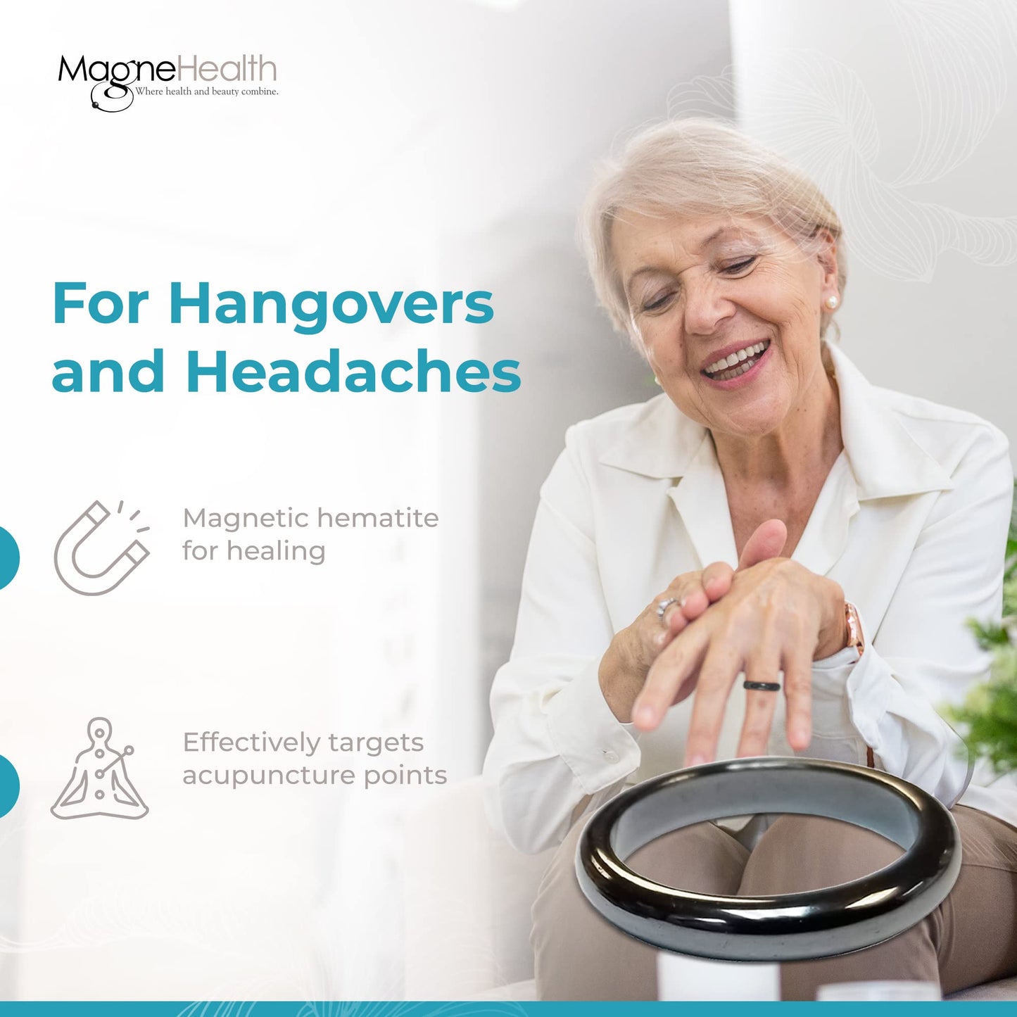 MAGNEHEALTH Holiday Hangover Hematite Ring, Elegant Magnetic Hematite Ring as Jewelry for Men and Women (Size 9)