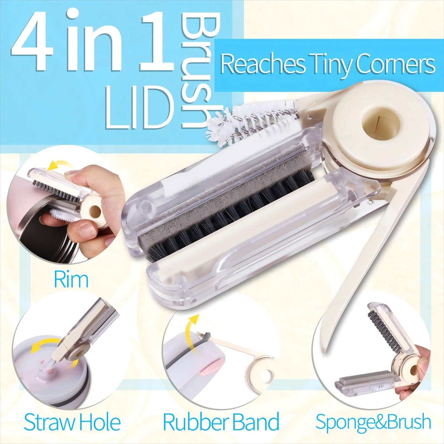 Dosanlues 8Pcs Water Bottle Cleaner Brush Compatible with Stanley, Multipurpose Brush Cleaner Kit with Nylon Straw Brush 4 in 1 Bottle Gap Cleaner and Silicone Cup Cleaners