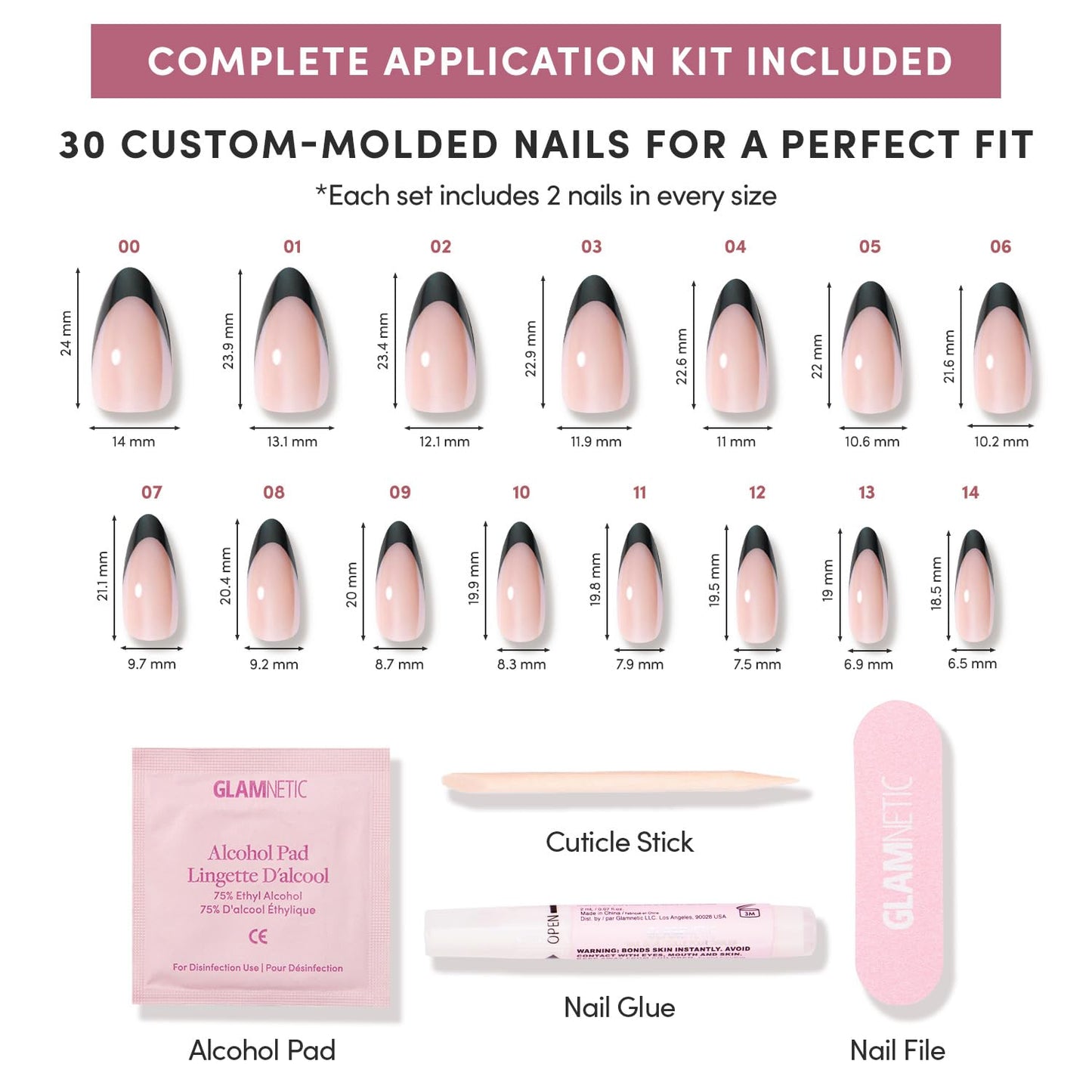 Glamnetic Medium Almond Press-On Nails Bundle -