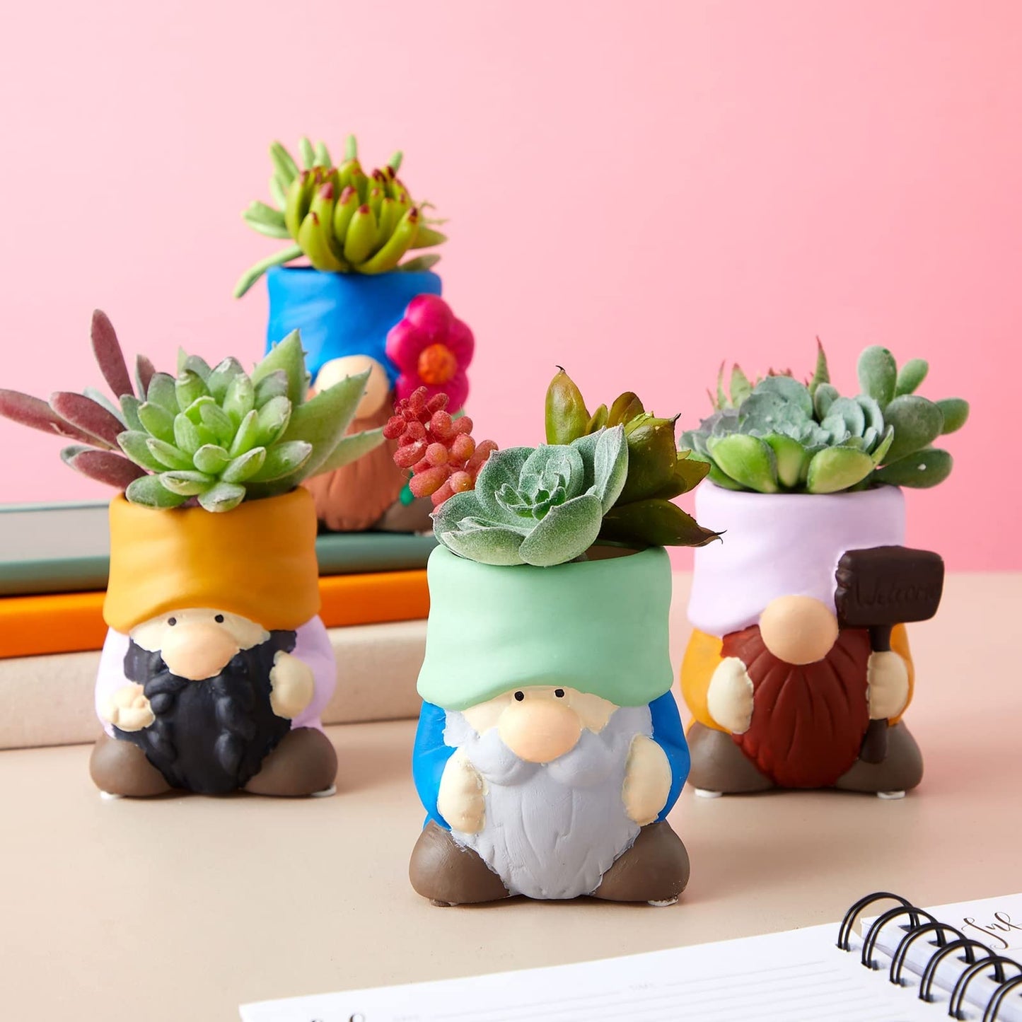 Bright Creations Paintable Ceramic Garden Gnome Planters - 3 x 3 x 4 in, White, Pack of 4, Unfinished - Succulent Pots to Paint with Drainage Holes & Plugs - DIY Pottery Kit