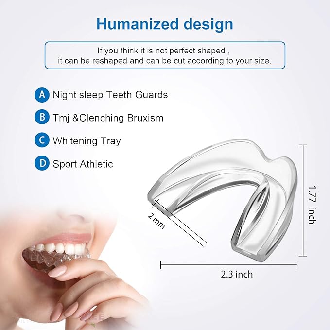 4 Pack Kids Mouth Guard for Grinding Teeth & Clenching, Eliminates TMJ, Stops Bruxism, Athletic Night & Sport Guard (Kid Size)