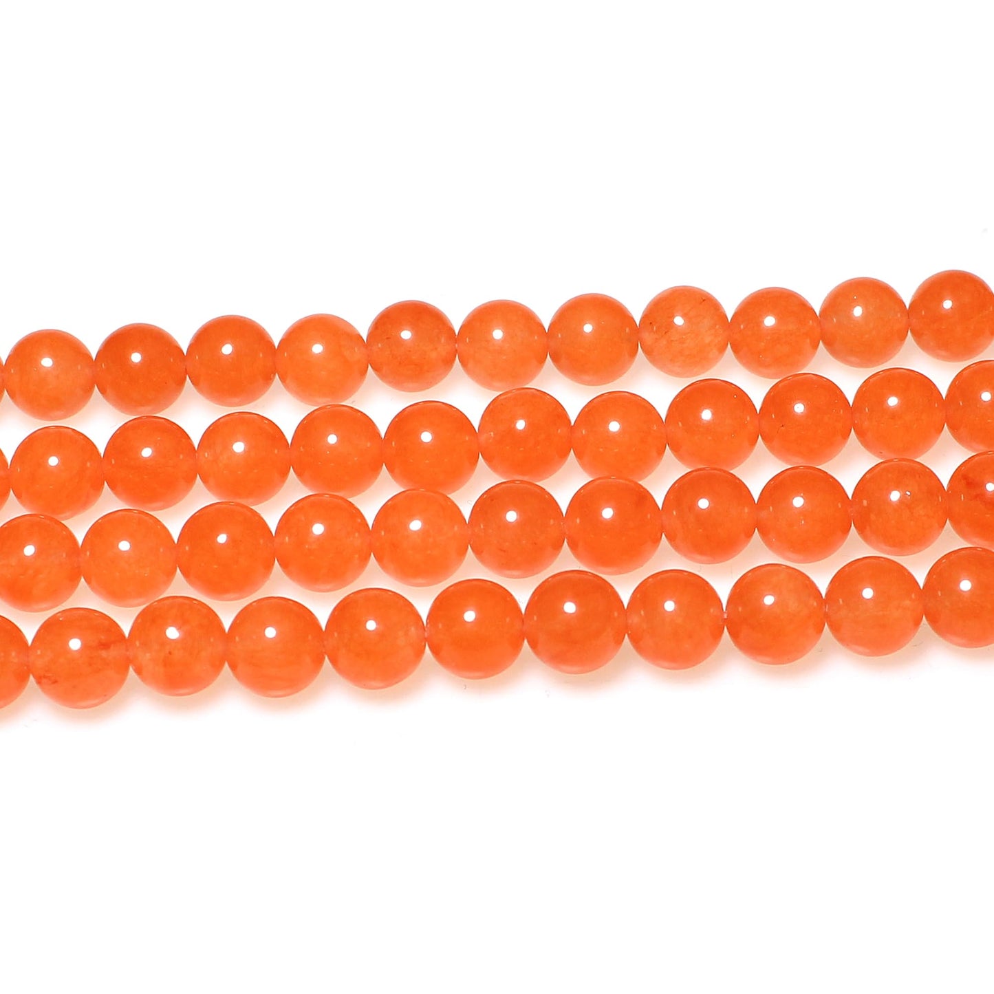 MJDCB Stone Beads 8mm 43pcs Round Orange Red Jade Loose Gemstone Bead Charms for Jewelry Making Bracelet Necklace Earring Pendant