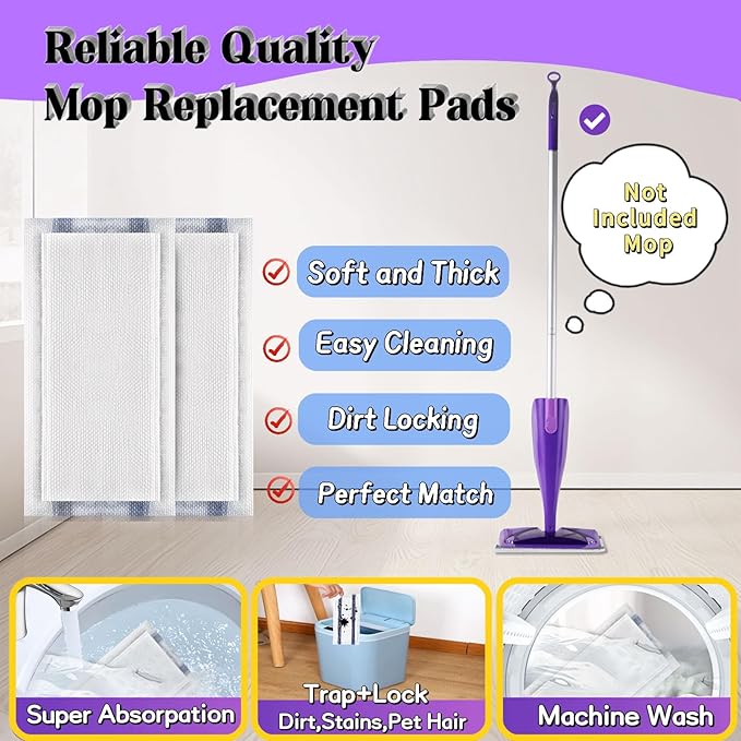 CLEANPIONEER Mopping Replacements Pad Compatible for Swiffer Wet Jet Spray Mop, Disposable Multi Surfaces Mop Refills Used for Floor Cleaning, Thickness and Absorbent, 30 Count
