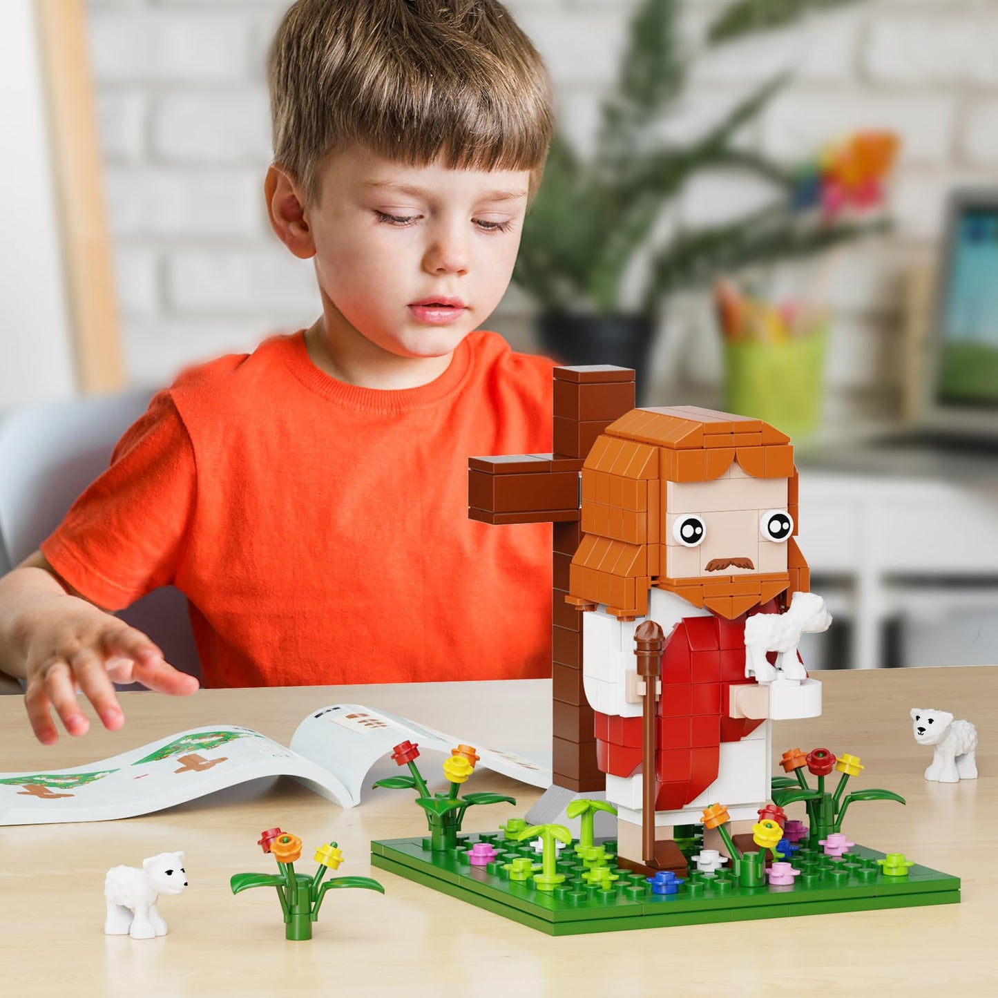 Jesus Building Block Set, The Shepherd God，Compatible with Lego Jesus Building Toy, Bible Story Jesus Figures with LED Light，Easter, Christmas, Christian Gift for Adults and Kids Age 6+(331PCS)