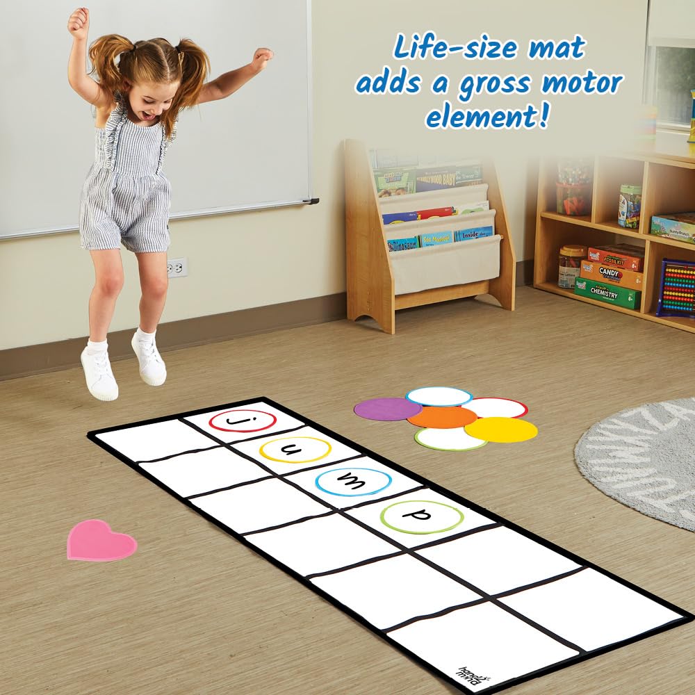 hand2mind Elkonin Box Floor Mat Activity Set, Phonemic Awareness, Phonics Games, Science of Reading Classroom Materials, Toddler Gross Motor Toys, Kids Active Play, Preschool Classroom Must Haves