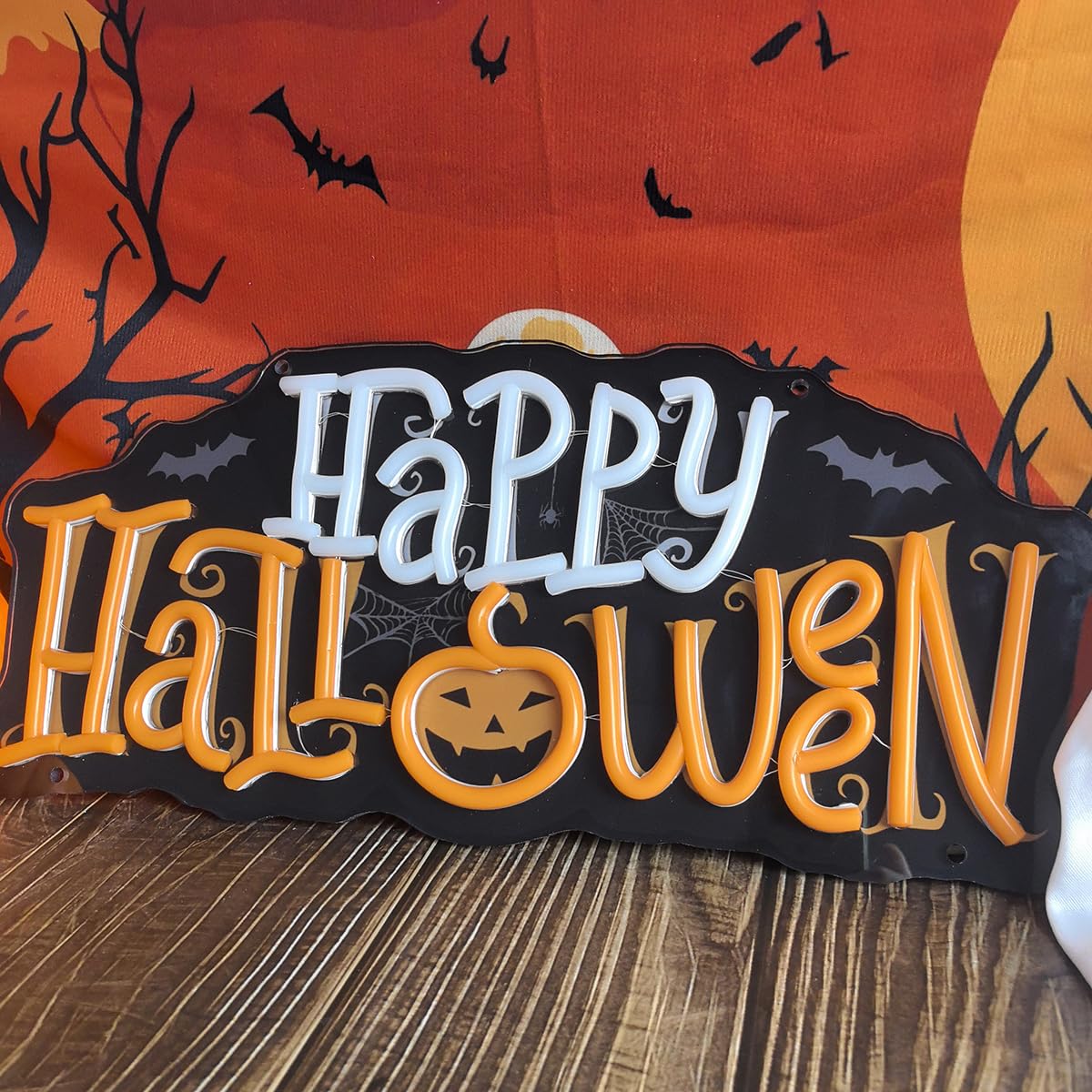Happy Halloween Neon Sign Halloween Neon Lights for Wall Decor Dimmable Pumpkin Acrylic Led Light Up Sign for Party Home Window Bar Horror Room