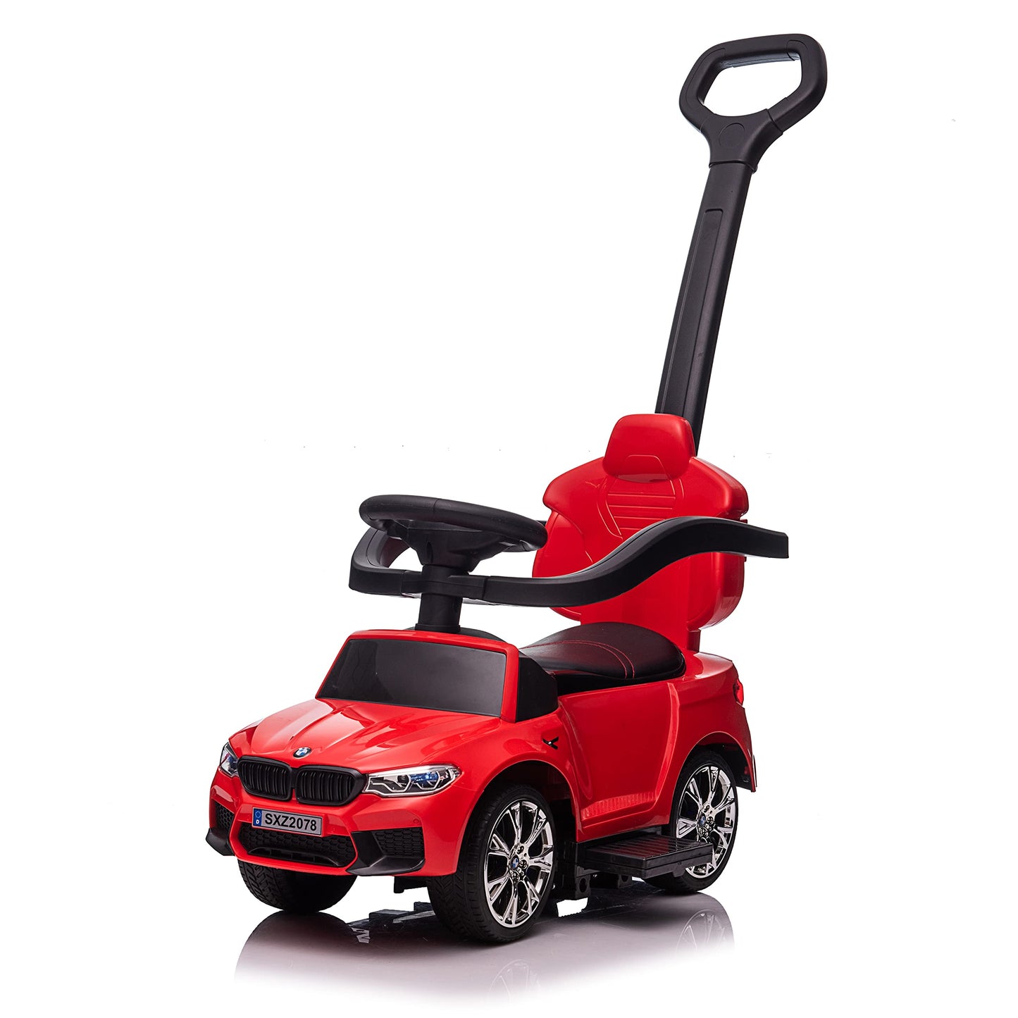 Best Ride On Cars BMW 4 in 1 Battery Powered Push Car, Red, Large