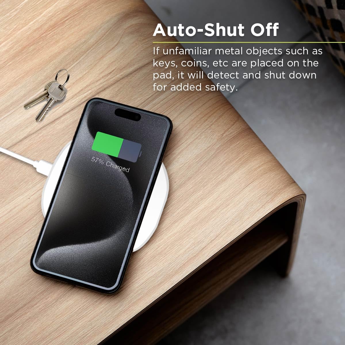 PureGear 15W Qi-Certified Fast Wireless Charging Pad for iPhone 17/17Pro/17ProMax/16/15/14/13/12, Galaxy S25 S24 S23 S22 & More Qi Enable Devices Include AC Adapter, 4Ft USBC Cable(Lifetime Coverage)