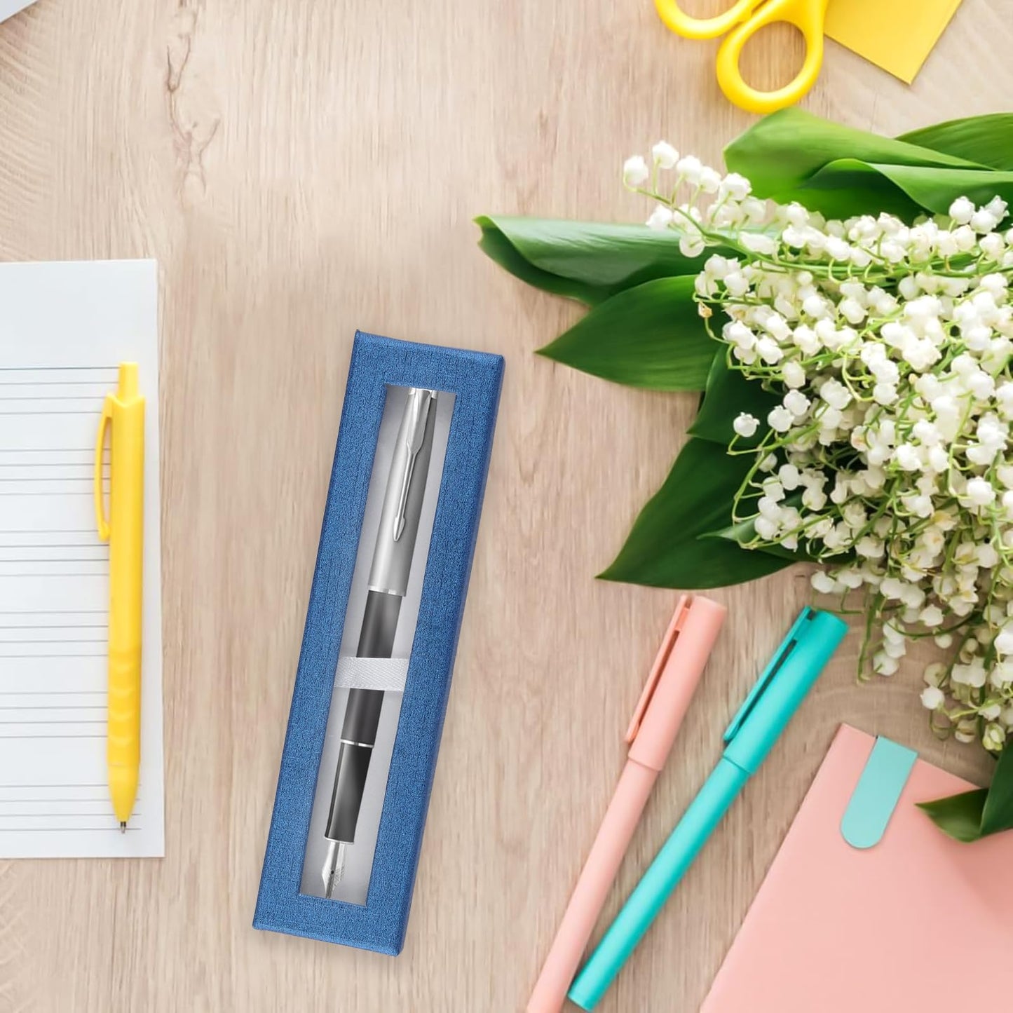 GINLANK 40 PCS Empty Pen Present Box, Colored Pen Presentation Display Box with Clear Lid and Cushion, Pen Gift Box for Business, Birthday Souvenir, Office Supplies