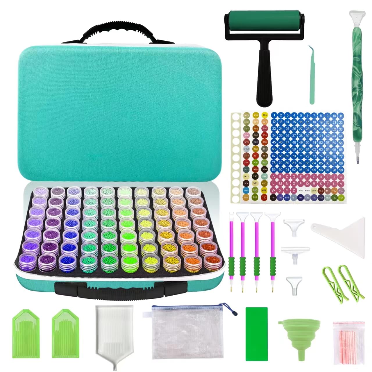 Waykape 70 Slots Diamond Art Storage Containers, 5D Diamond Art Accessories and Tools, Diamond Painting Accessories Kits Organizer, Diamond Art Storage Case for Craft Jewelry Beads Storage Box
