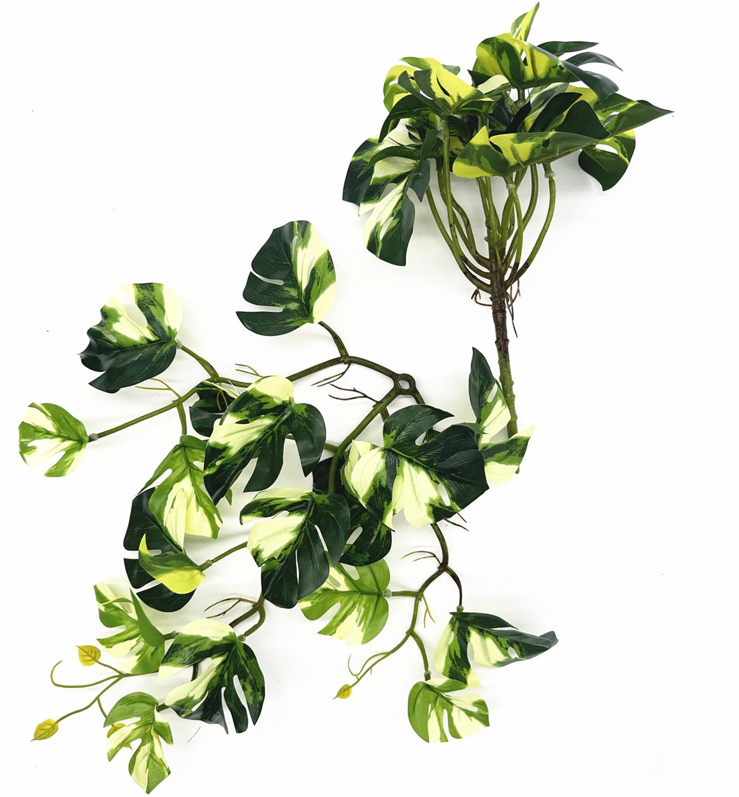 Fake Plants Hanging Small Faux Potted Ivy Vine Artificial Monstera Mini Faux Tropical Plants Greenery for Bathroom Office Table Pot Indoor Outdoor Decor Windowsill Shelf DIY Decoration - White 2 Pack