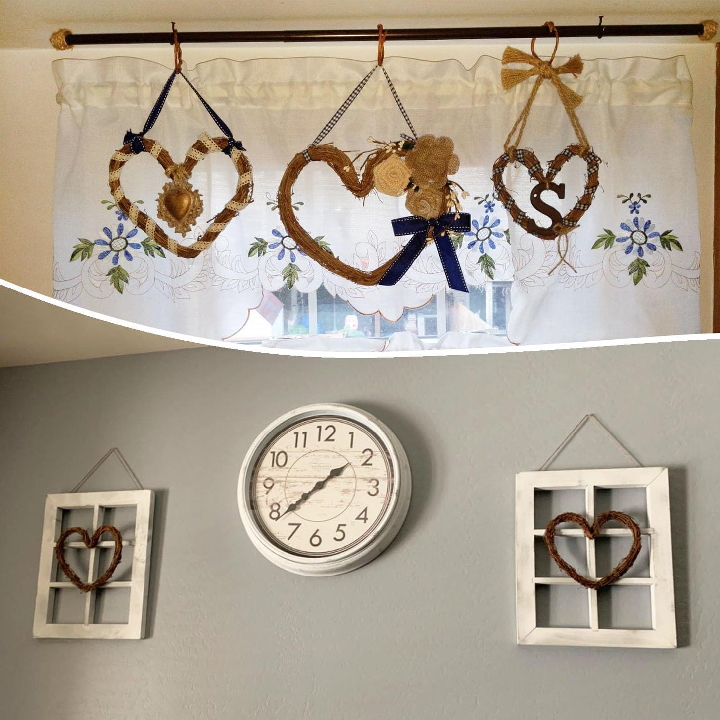 KUKLIPJIM 8 Pcs 8 Inch Heart Shaped Natural Grapevine Wreath Set, Hand-Woven Vine Branch Wreaths for DIY Crafts, Christmas Decorations, Home & Event Styling