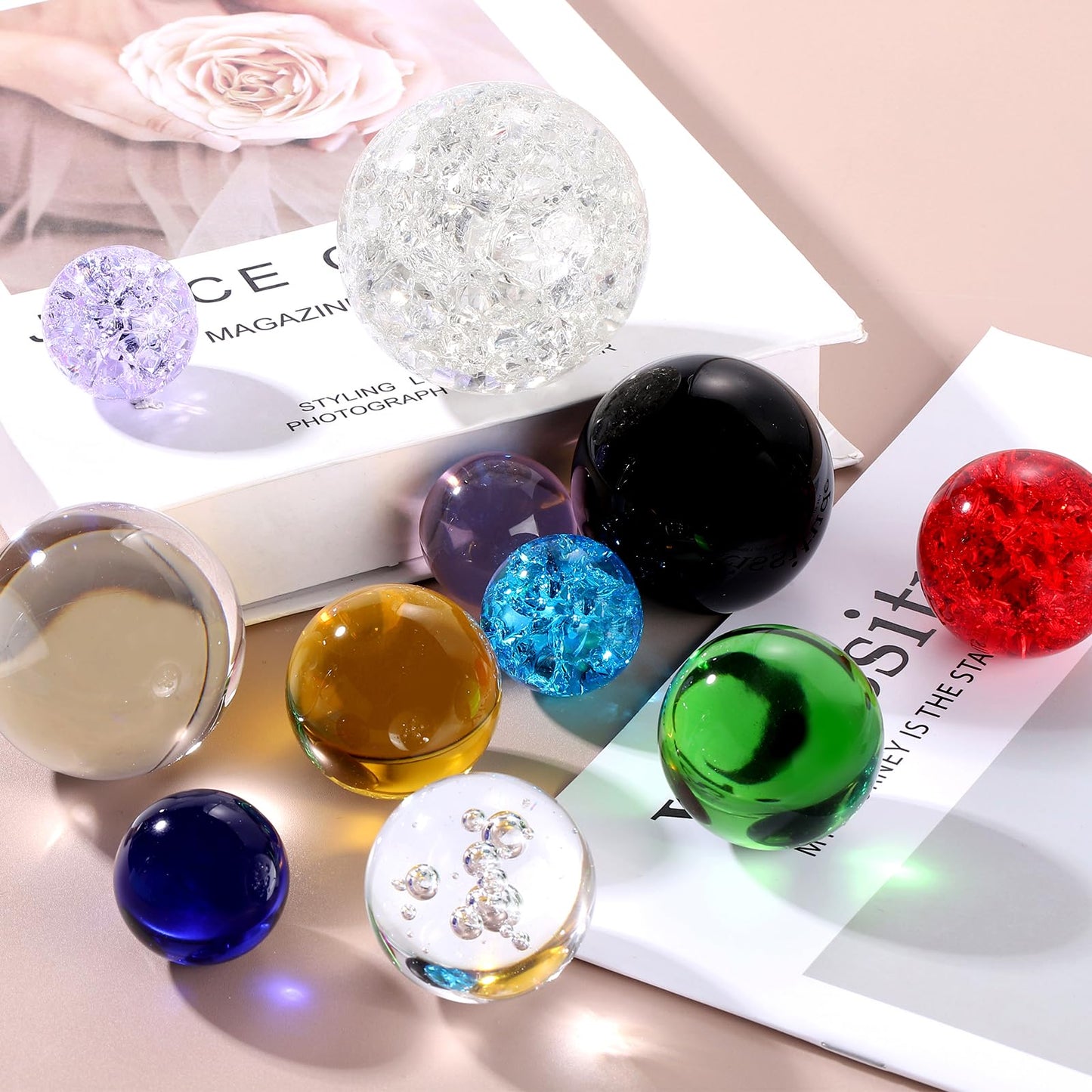 uxcell 80mm/3.1" Crystal Sphere Ball Bubble Glass Solid Decorative Sphere Crystal Ball Prop Ornament for Feng Shui Divination Fortune Telling Tabletop Fountain Decoration, Clear