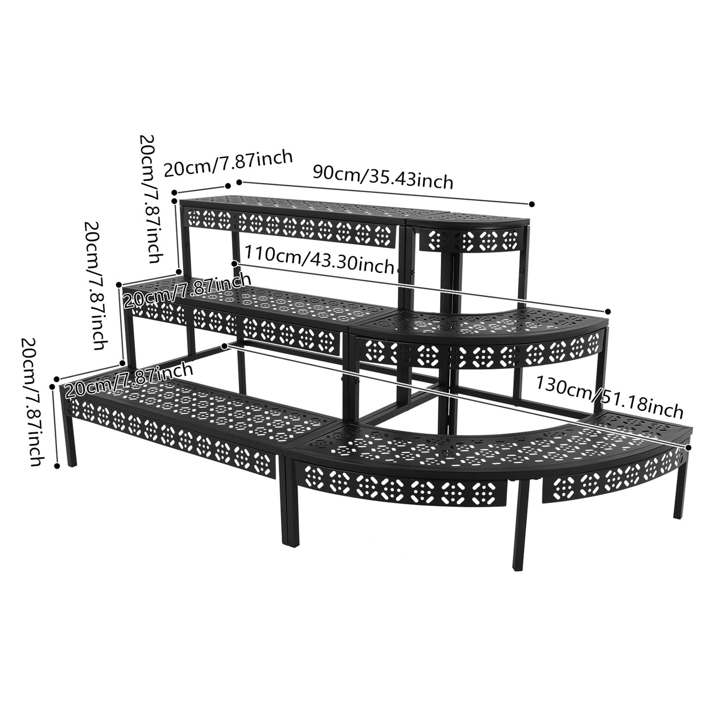 TrueyEssence 3 Tier Metal Plant Stand, Ladder Flower Pot Holder Corner Step Storage Display Rack for Garden Patio Balcony Indoor/Outdoor Black