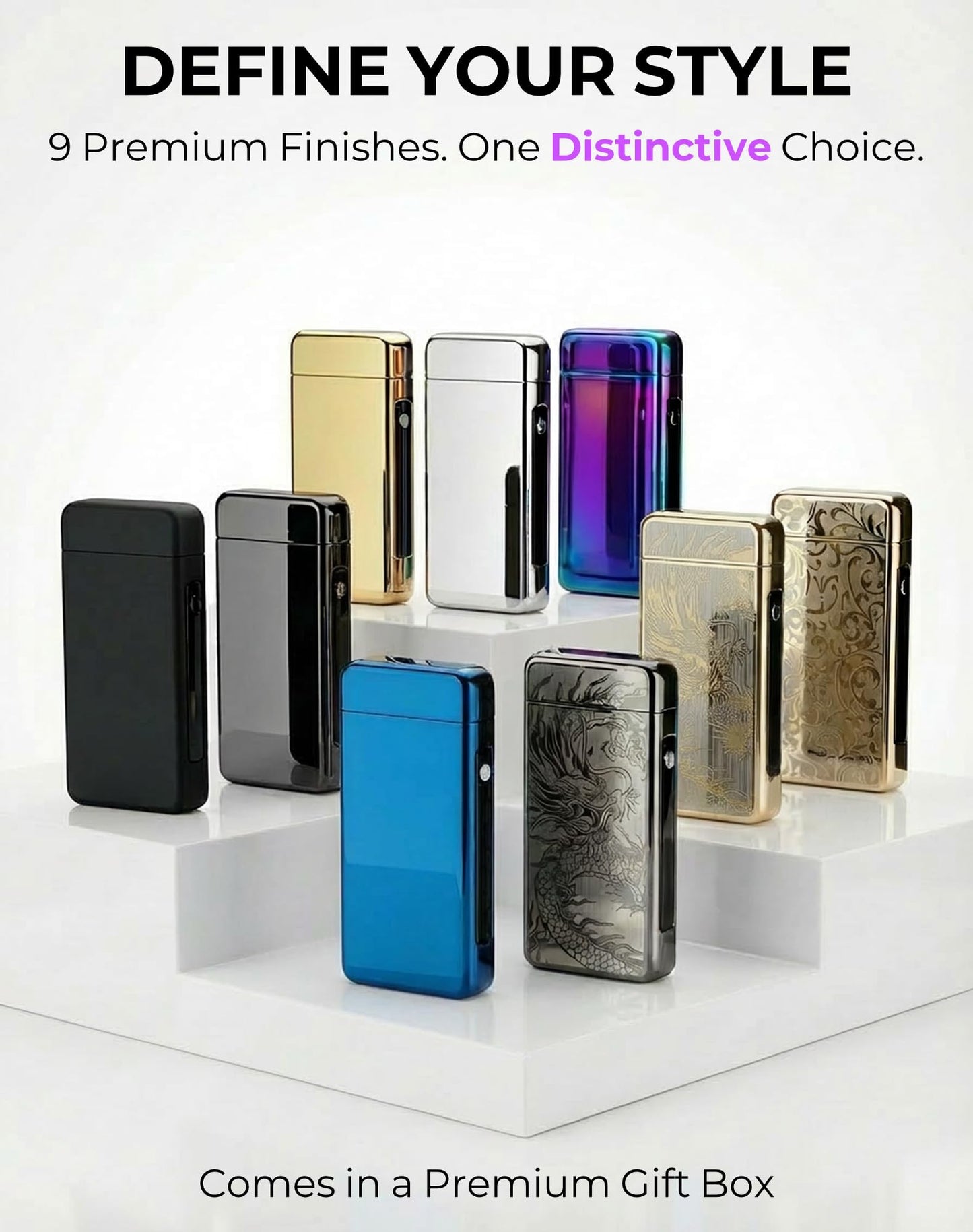 COMANYI Electric Lighter USB Rechargeable Plasma Lighter, with Windproof High Power Arc Mirror-Polished Metal Ice Touch Surface, with Gift Box, for Outdoor Travel Grill BBQ Candle (Magic)