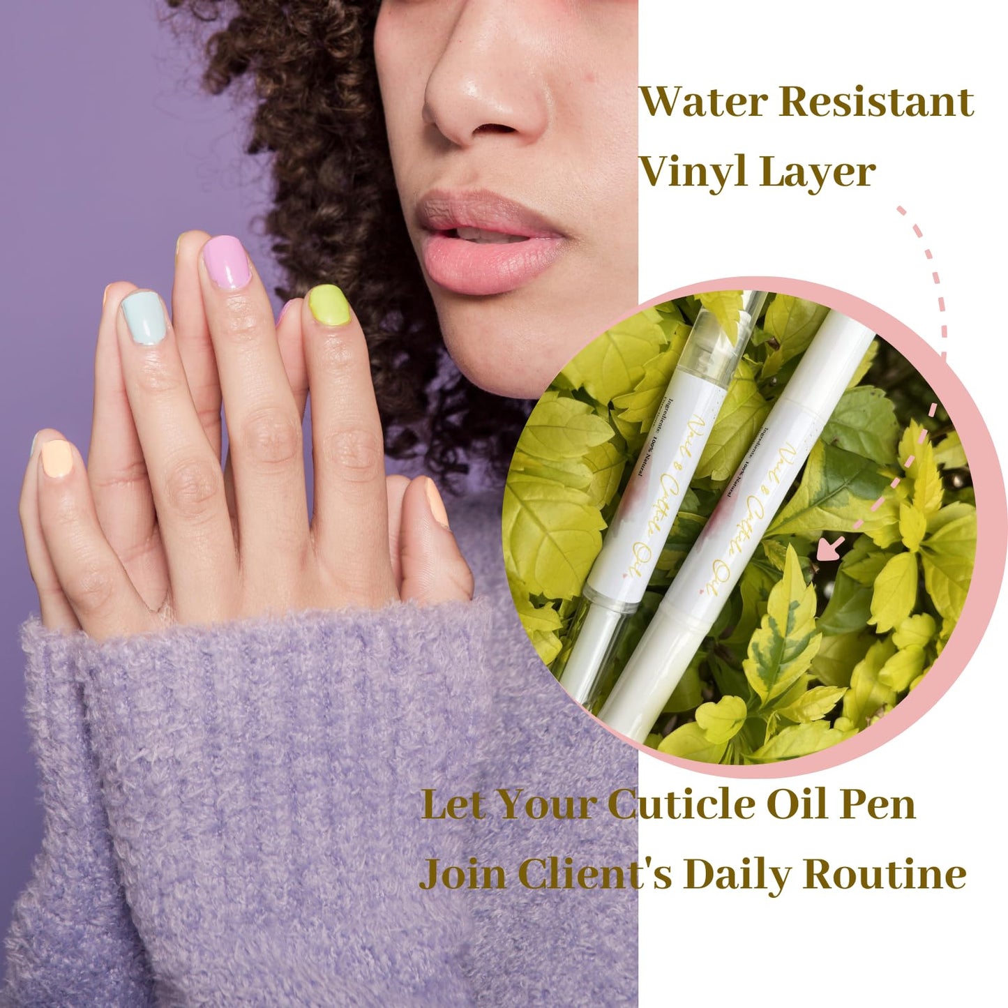 Empty Cuticle Oil Pen Label Sticker Nails Aftercare 3D Acrylic Sign Advice for Nail Room Decor
