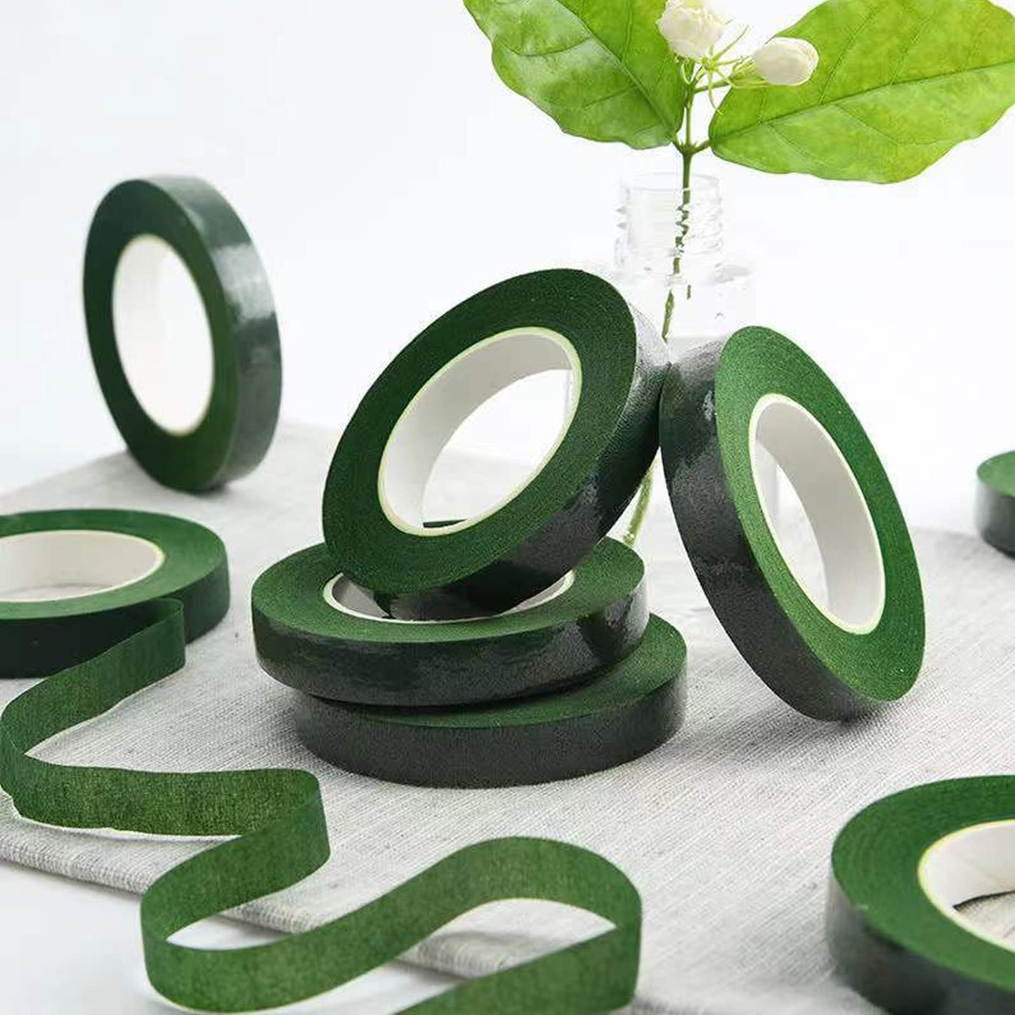 Cettkowns 12 Rolls 1/2 Inch 30 Yard Green Floral Tape for Bouquet Stem Wrapping - Adhesive, Waterproof and Flexible (Dark Green)