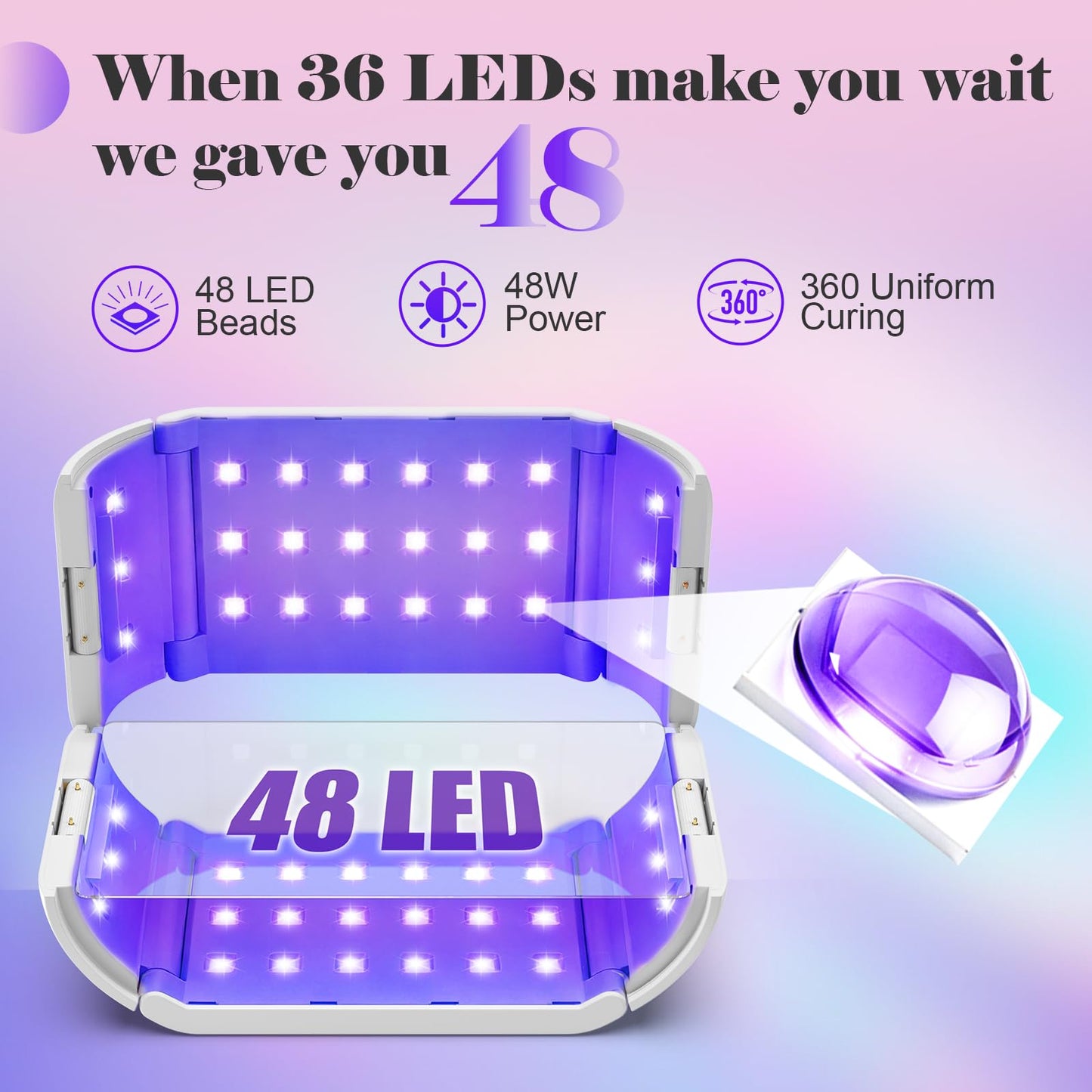 UV Light for Resin — 48 LEDs Double-Sided 360° Lamp, 365-405nm, 1-10min Timer, 2 Heat-Resist PCBs, 1 Adapter & 2 USB Cables, for Molds, Jewelry, Crafts & Batch Curing — for Beginners, DIYers & Pros