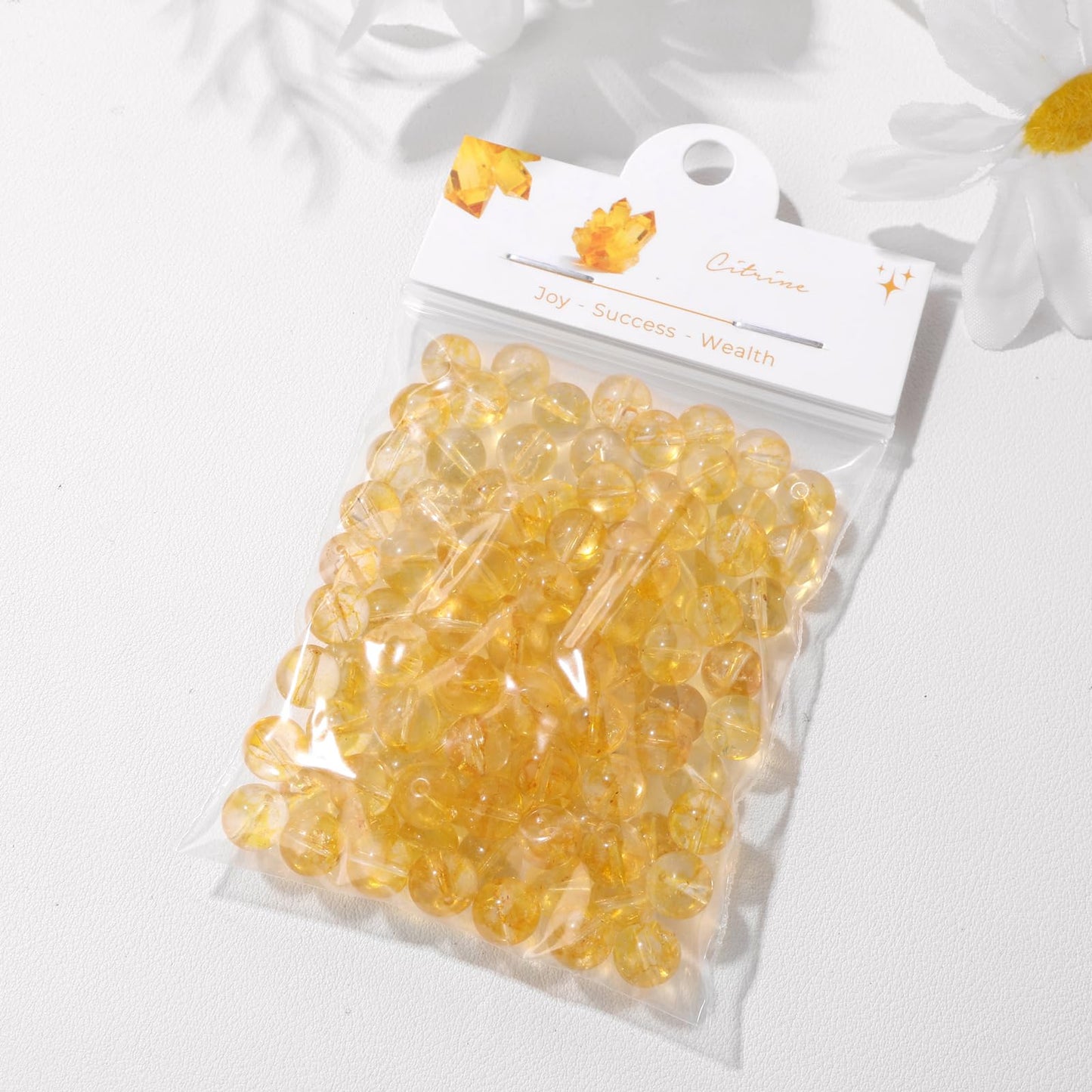 Raicegs 100pcs 8mm Citrine Beads Natural Gemstone Beads Round Loose Beads for Jewelry Making DIY Bracelets Necklace
