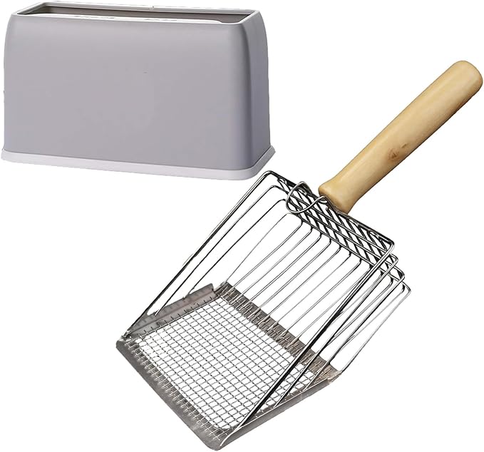 DUSTNIX Cat Litter Scoop, Premium Kitty Shovel with Hook and Hole, Metal Sifter Scooper Stainless Steel for Easy Cleaning, Durable and Heavy Duty, Odor-Free for Litter Box (Only Scoop)