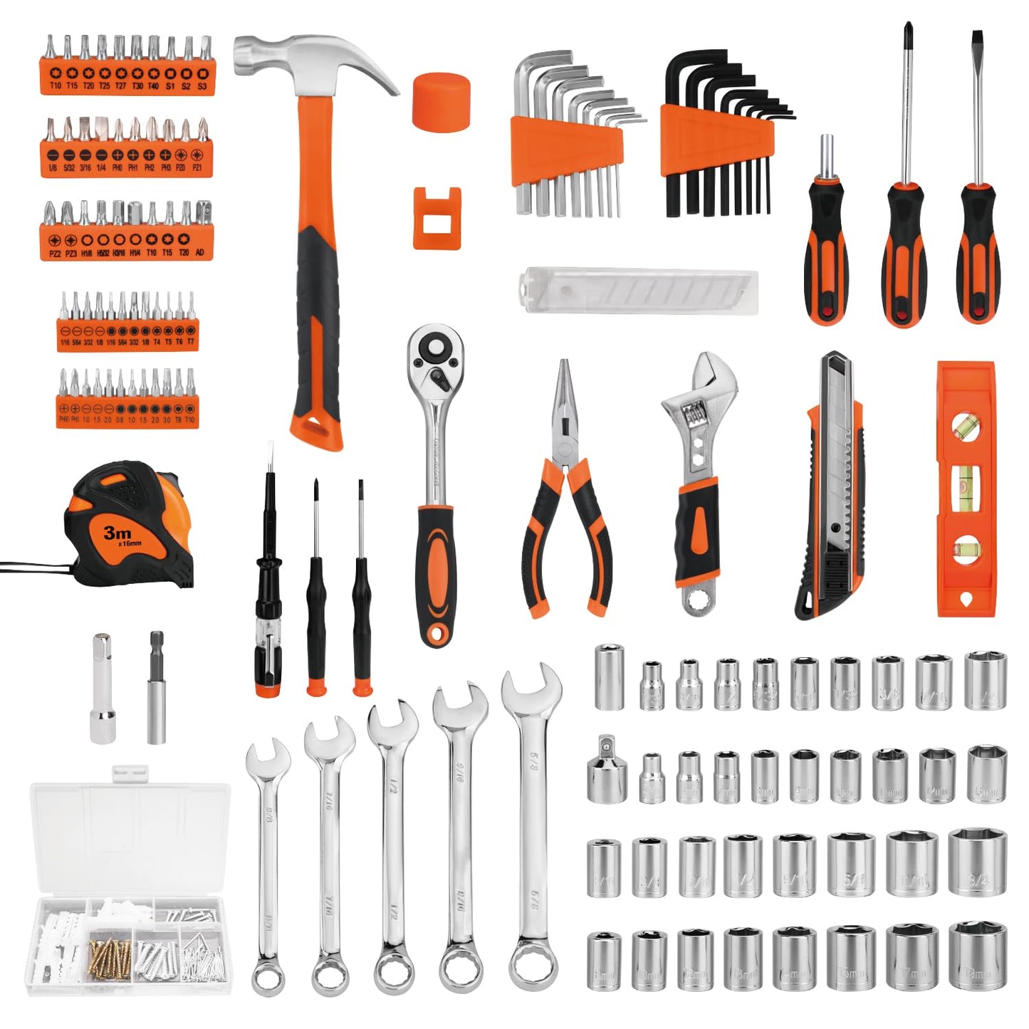 248-Piece Tool Set - General Household Hand Tool Kit with Plastic Toolbox Storage Case for Men, Home Repair, DIY Projects