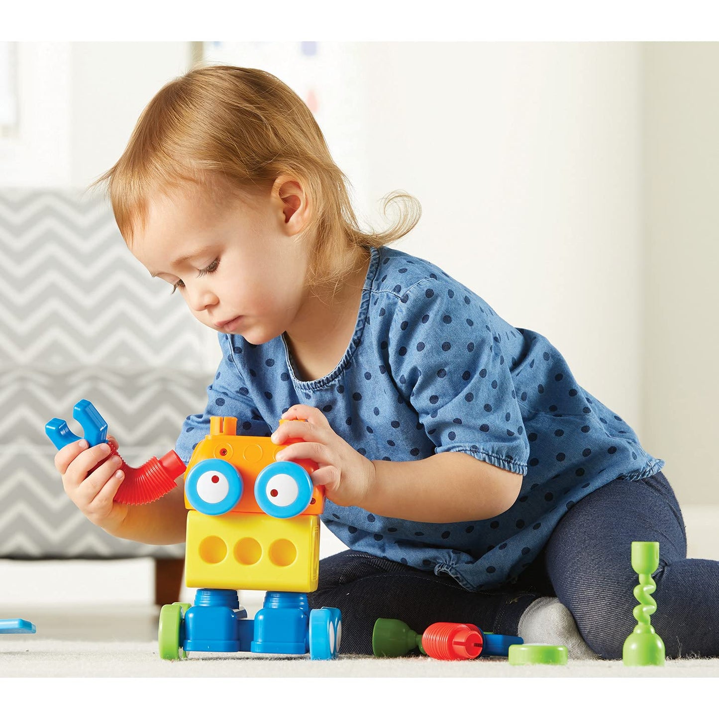 Learning Resources 1-2-3 Build It Robot Factory - Building Robots for Kids, Robot STEM Toys, Kids Engineering Toys, Toddler STEM Activity, Robots Building Kit