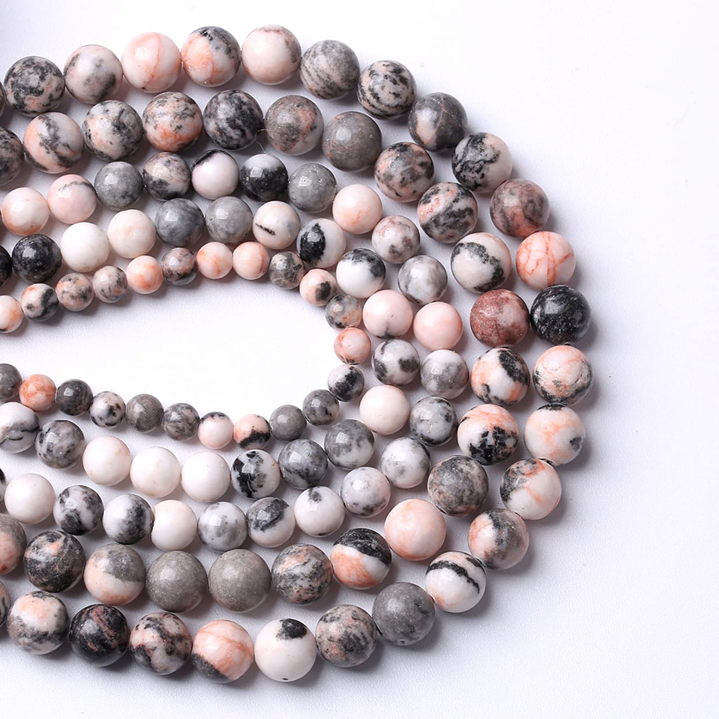 8MM 45PCS Natural Stone Pink Zebra Jasper Loose Beads for Jewelry Making DIY Bracelet Necklace