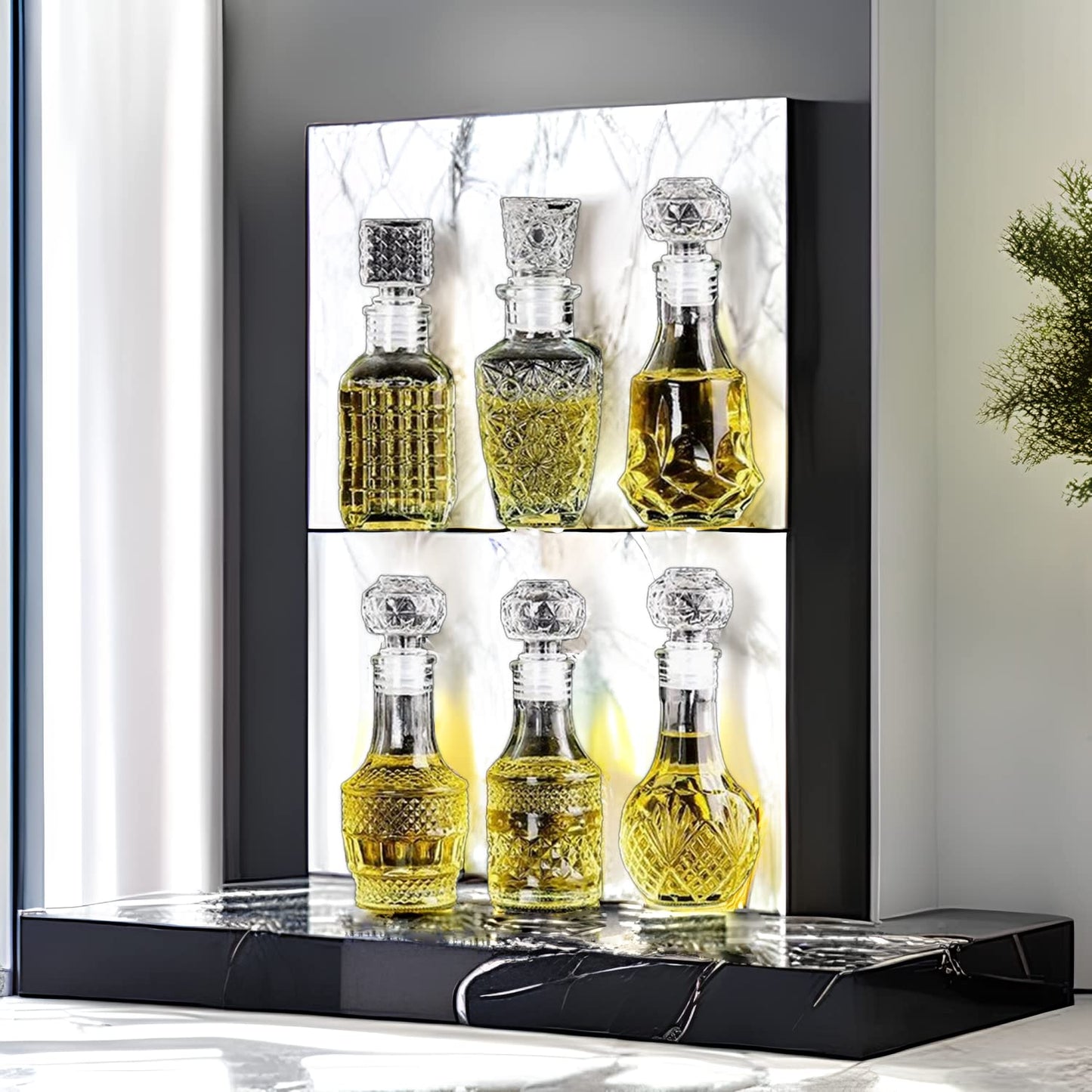 JQWIN AlifordGlass Mini Glass Bottles with 6 Different Shapes Can be Used for Self-Made juicing, Wine Bottles or Whiskey Decanter
