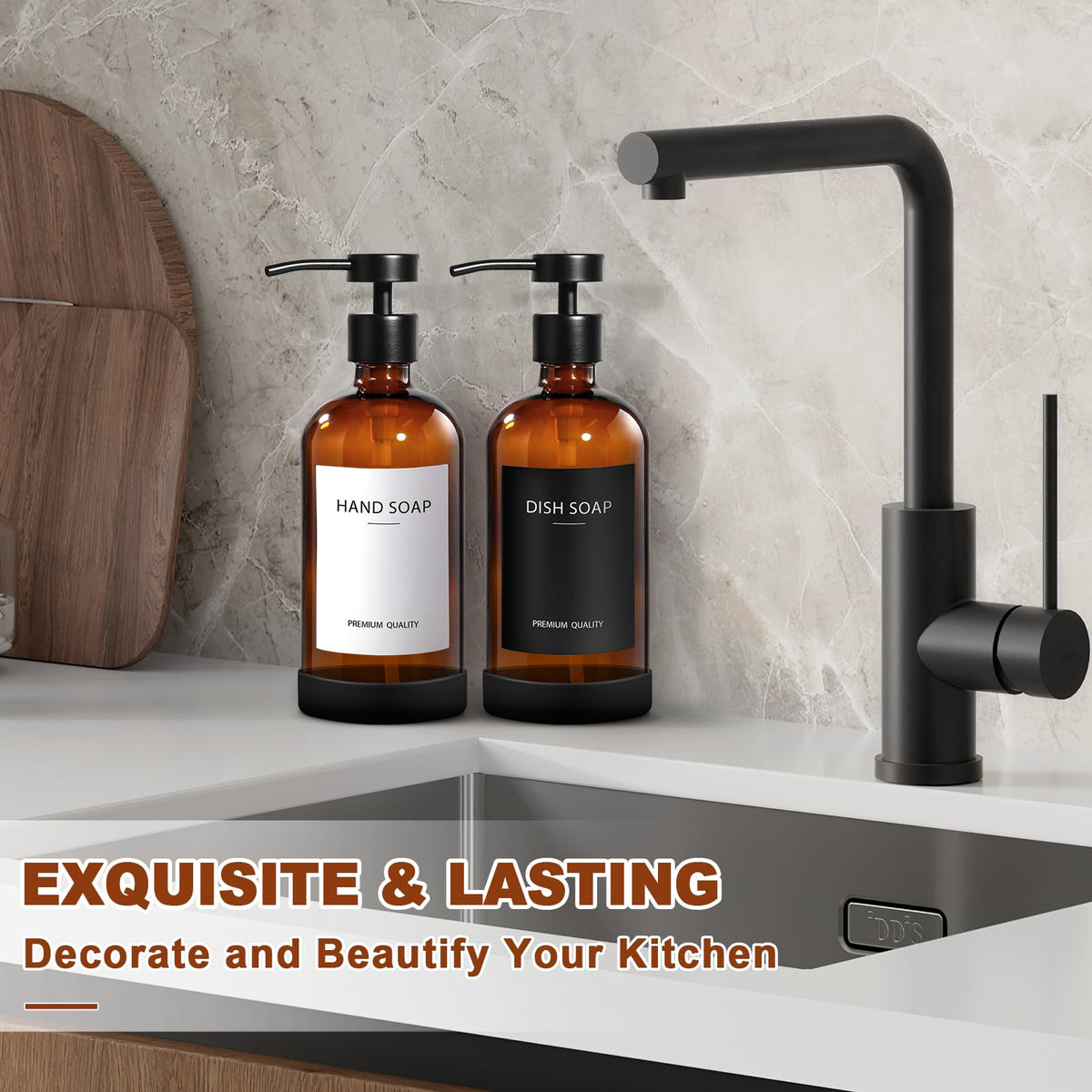Amber Glass Soap Dispenser 4 Pack (16.9 Fl Oz)