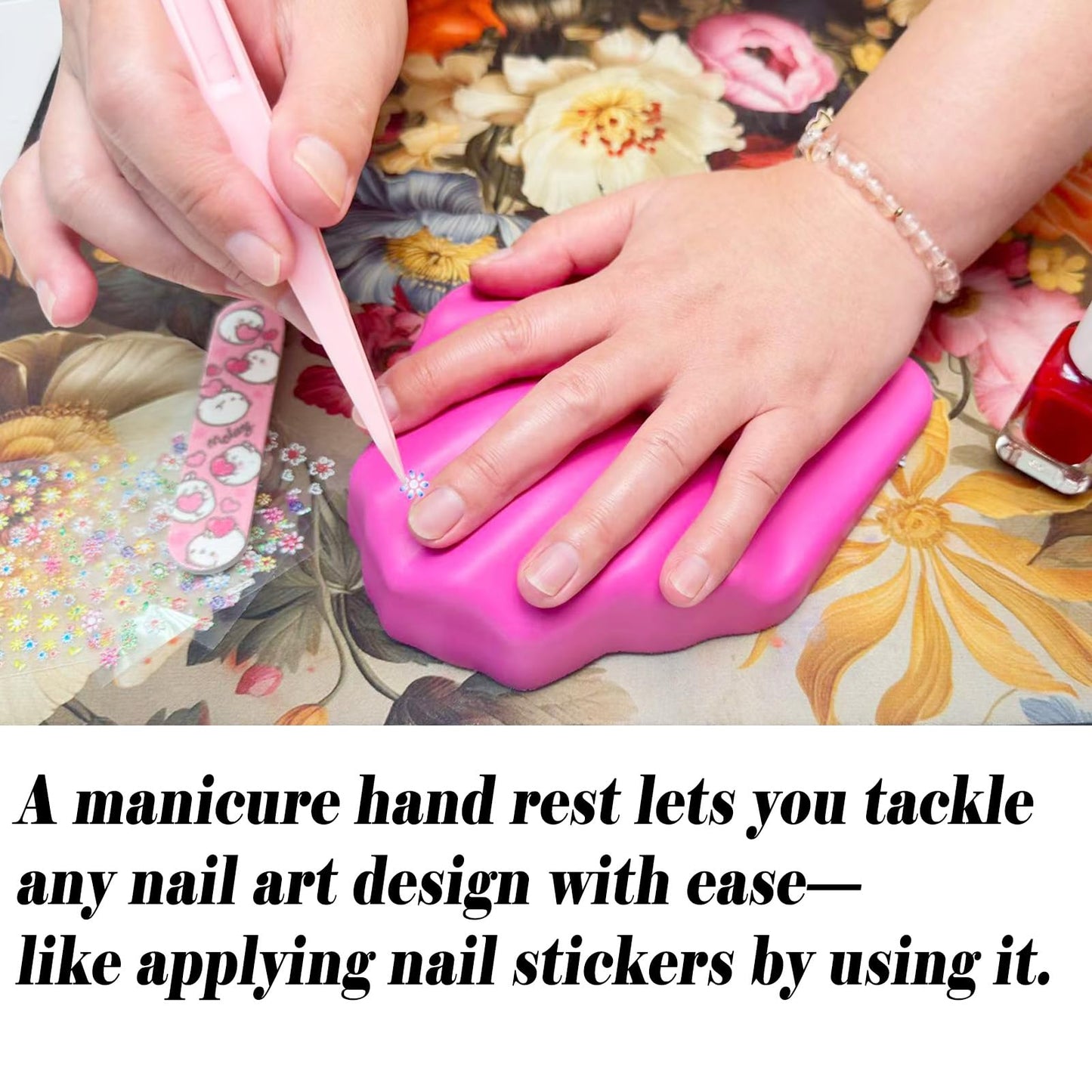 Nail Arm Rest 4pcs Silicone nail accessories,manicure hand rest,nail hand rest, arm rest for nails Nail Art Accessories Tool for Nails Tech Manicure Pedicure Salon Home Use-pink