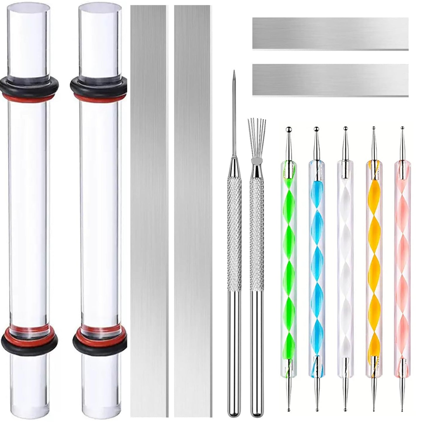 DAIXIANGER Clay Art Tools Set: 13Pcs Pottery & Polymer Clay Sculpting Tools with Acrylic Roller, Stainless Steel Scraper, Dotting Tools & Texture Pens for DIY Craft Modeling