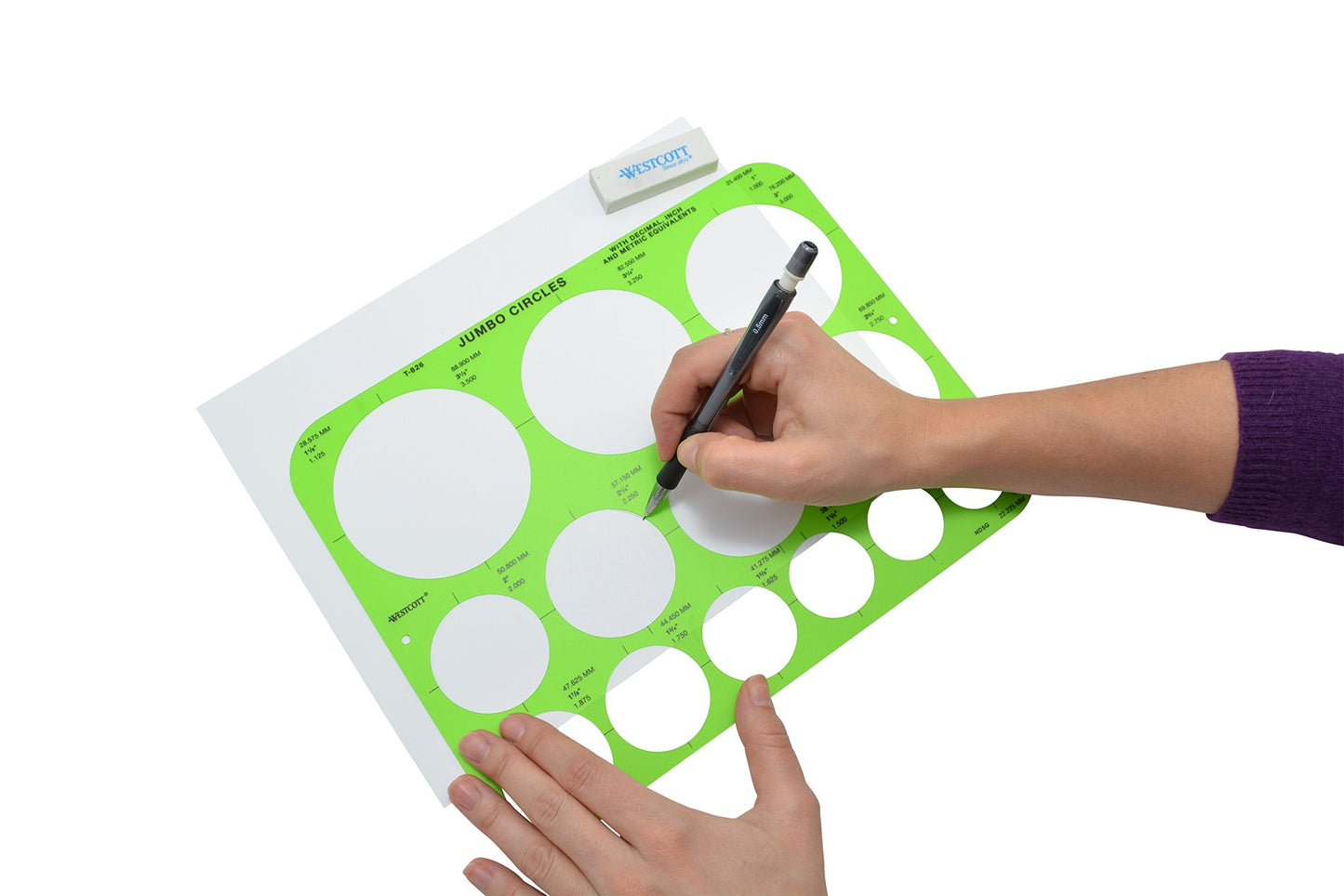 Westcott T-826 Jumbo Circles Template, Plastic Shape Template Tool, 8.75 by 11.5 in